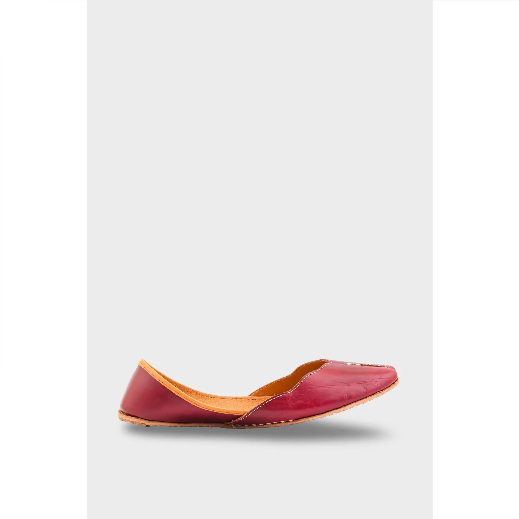 Maroon Leather Khussa EC8644 - Image 2