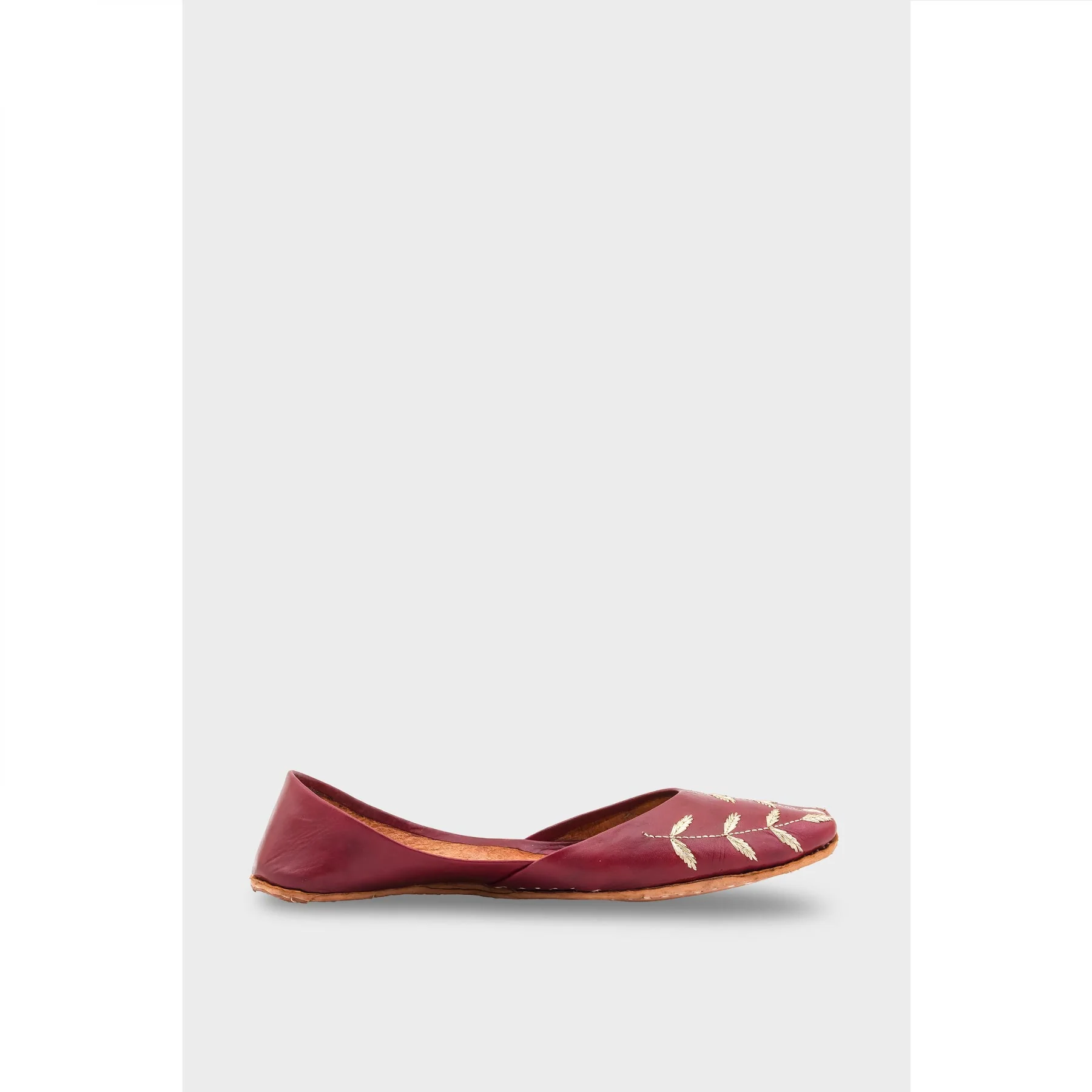 Maroon Leather Khussa EC8659 - Image 2