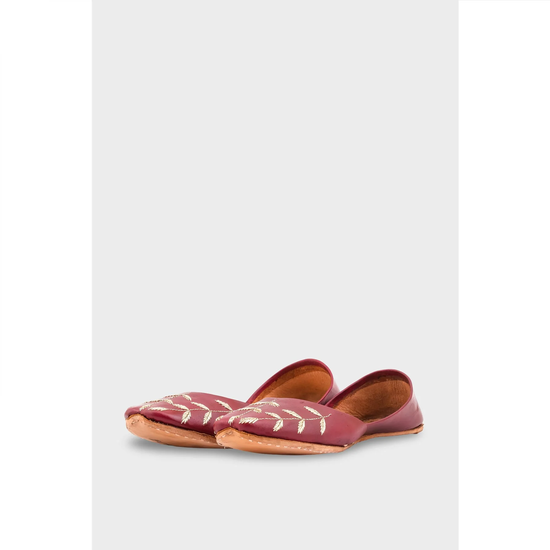 Maroon Leather Khussa EC8659 - Image 3