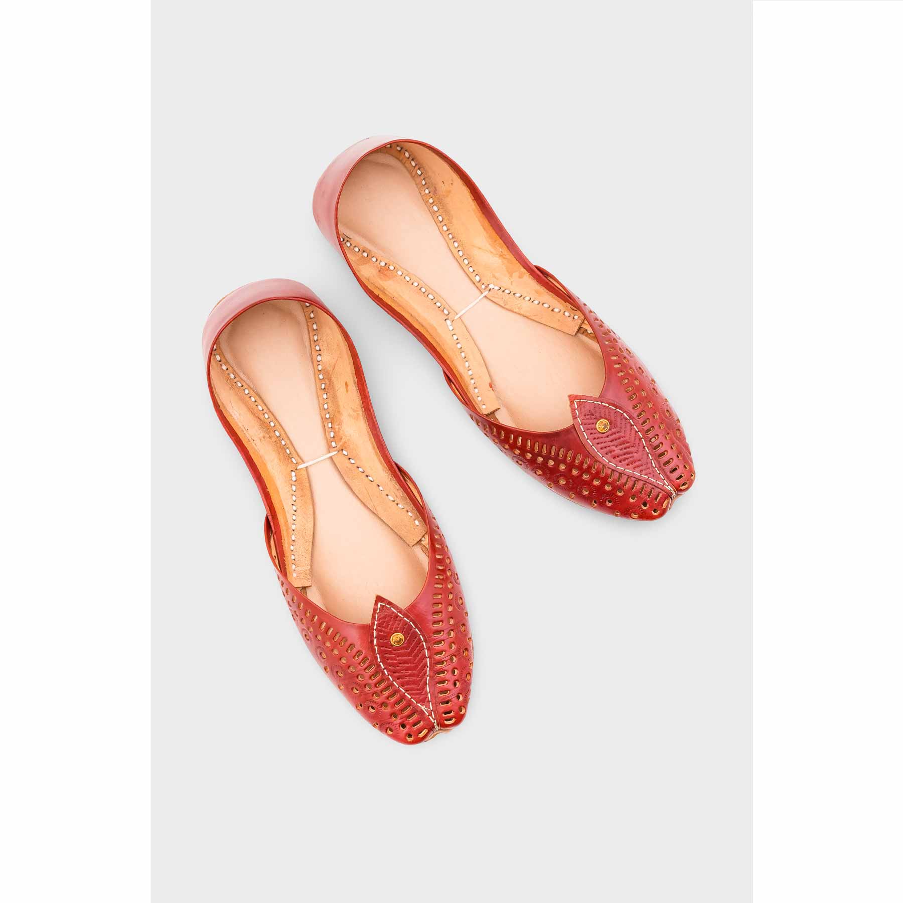 Maroon Leather Khussa EC8666 - Image 5