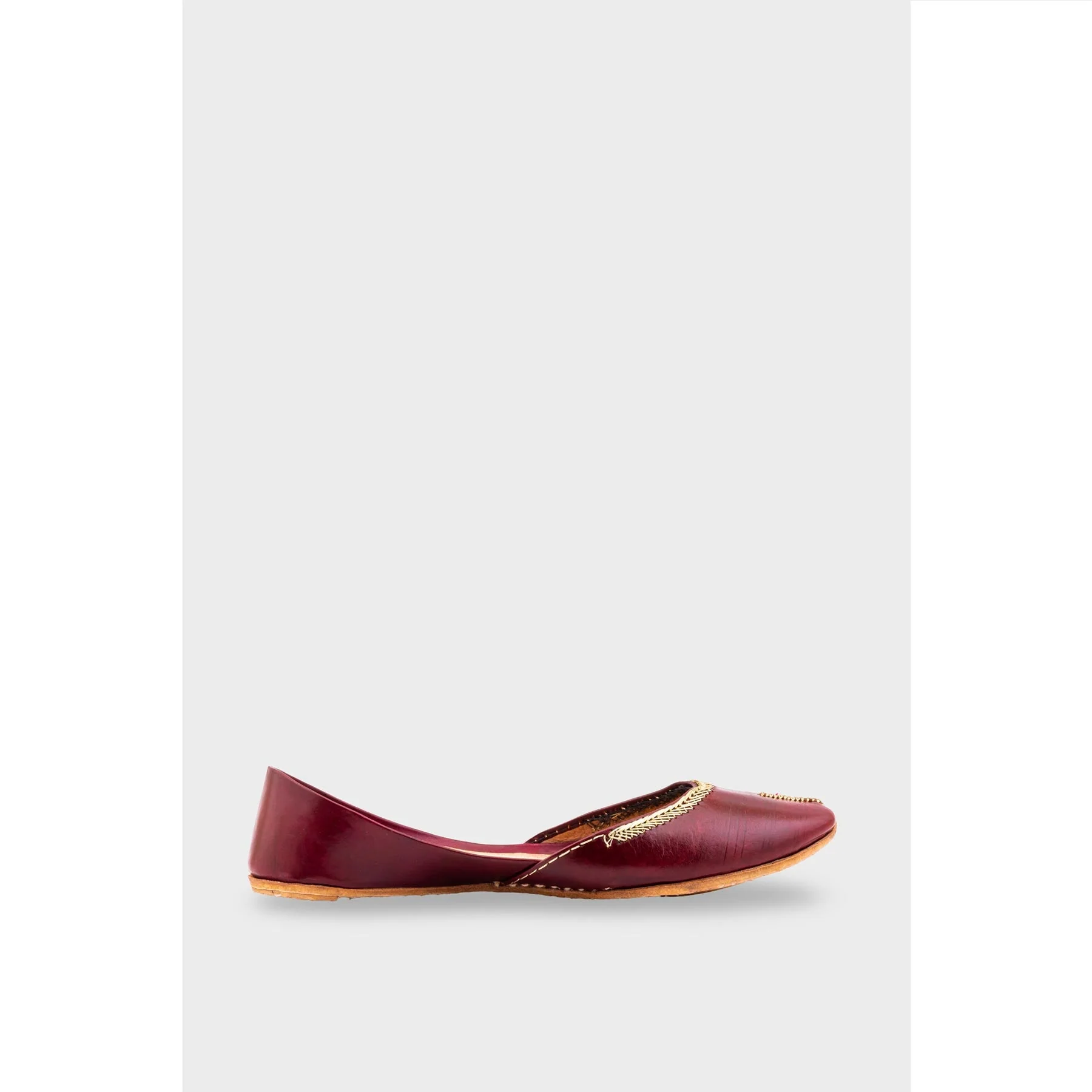 Maroon Leather Khussa EC8667 - Image 2
