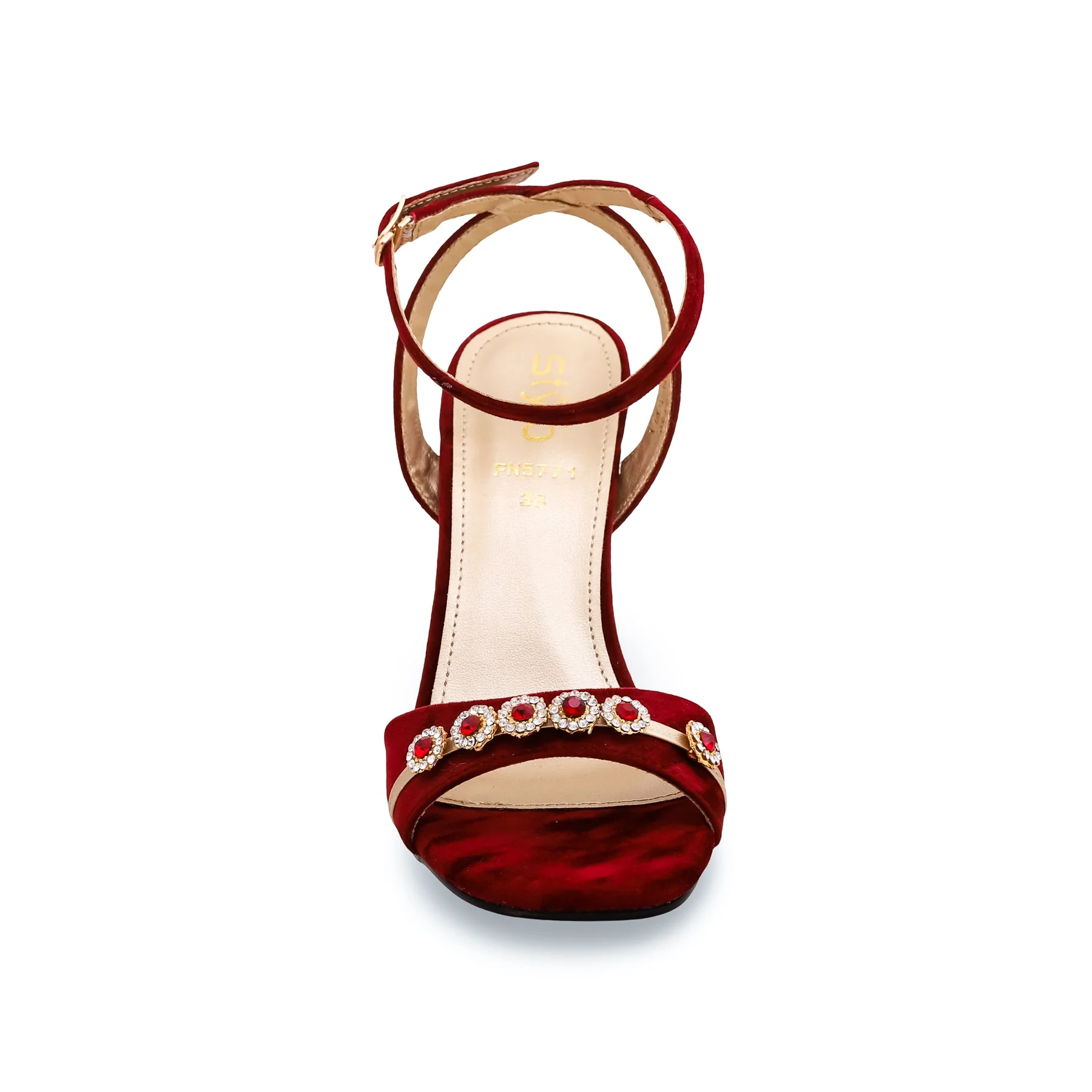 Maroon Fancy Bridal Sandal FN5771 - Image 3