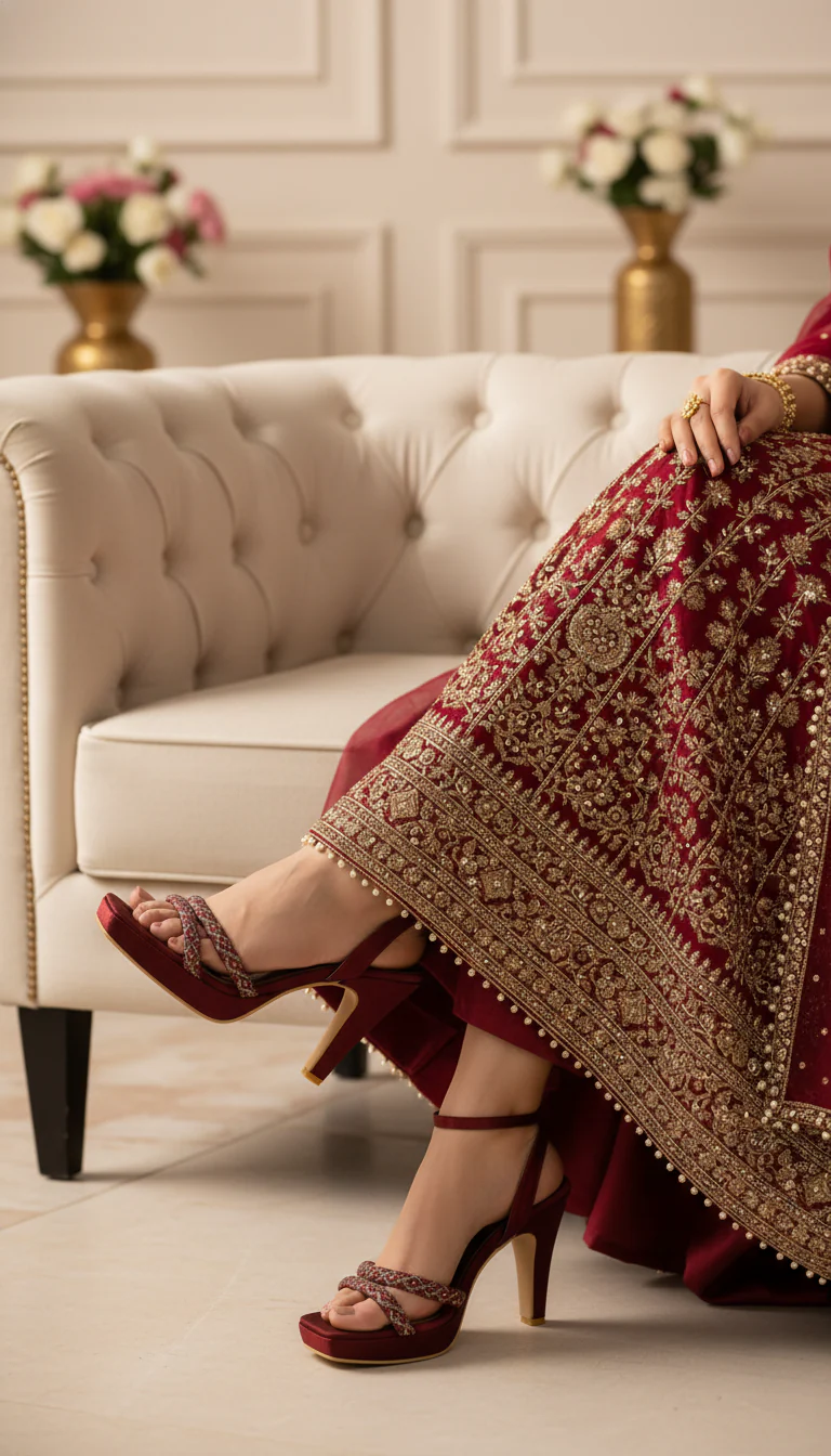 Maroon Fancy Bridal Sandal FN6193