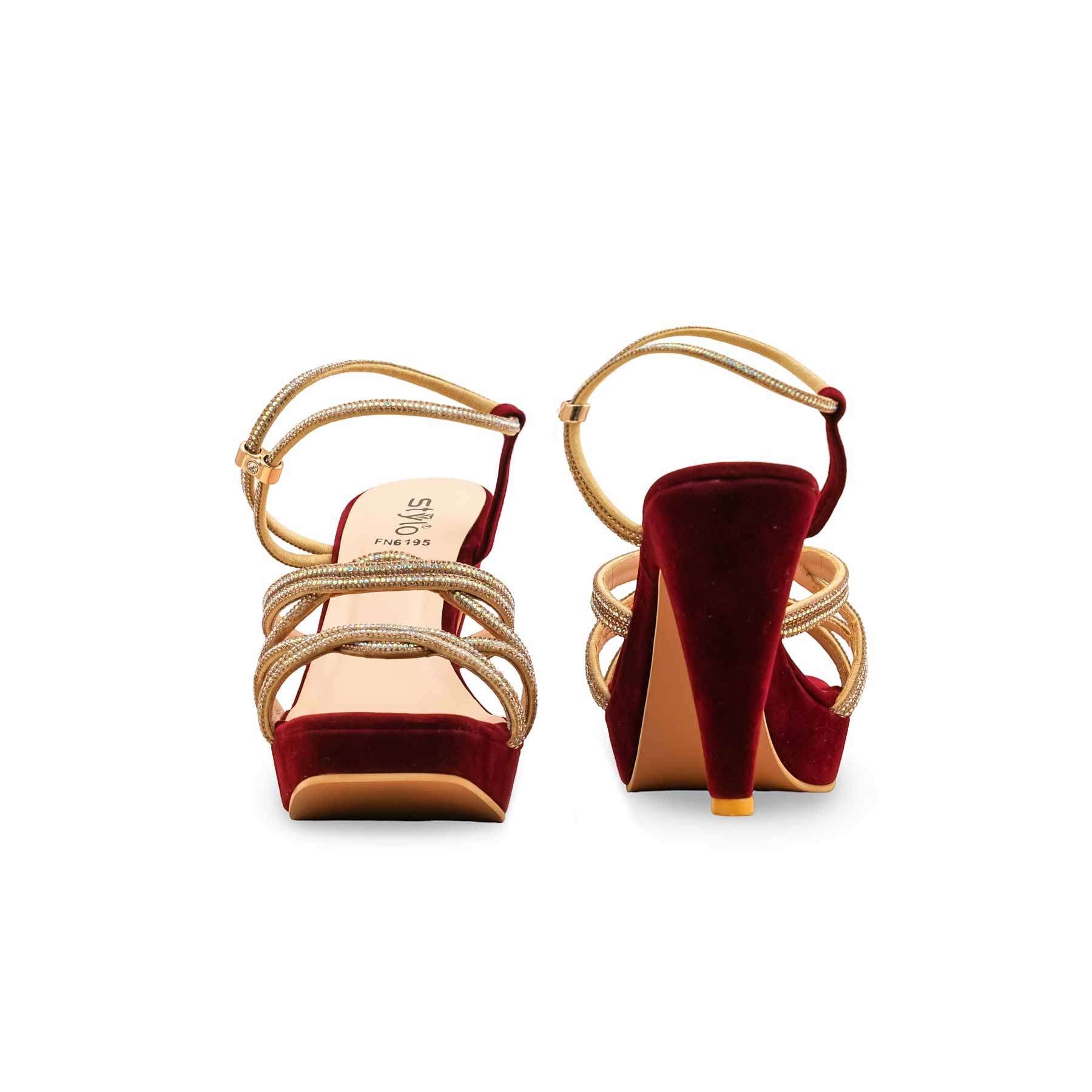 Maroon Fancy Bridal Sandal FN6195 - Image 4
