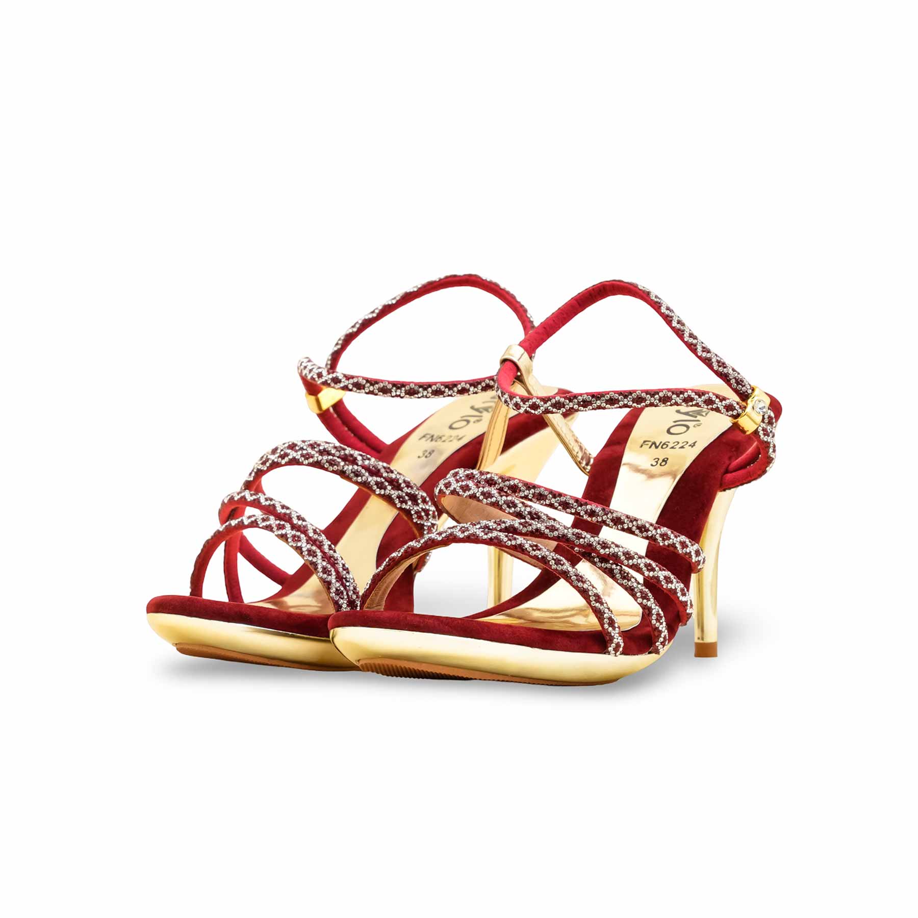 Maroon Fancy Bridal Sandal FN6224 - Image 4