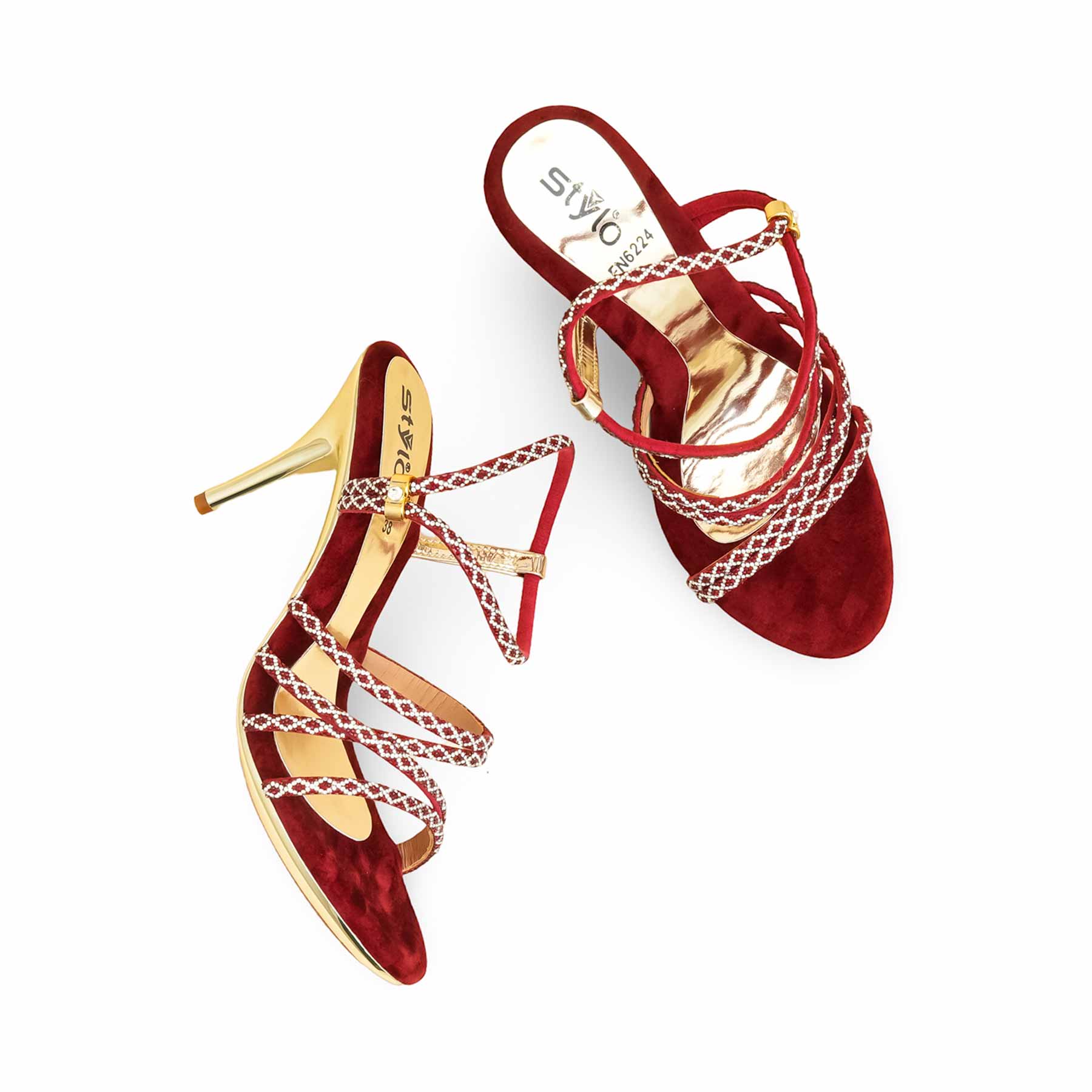 Maroon Fancy Bridal Sandal FN6224 - Image 6