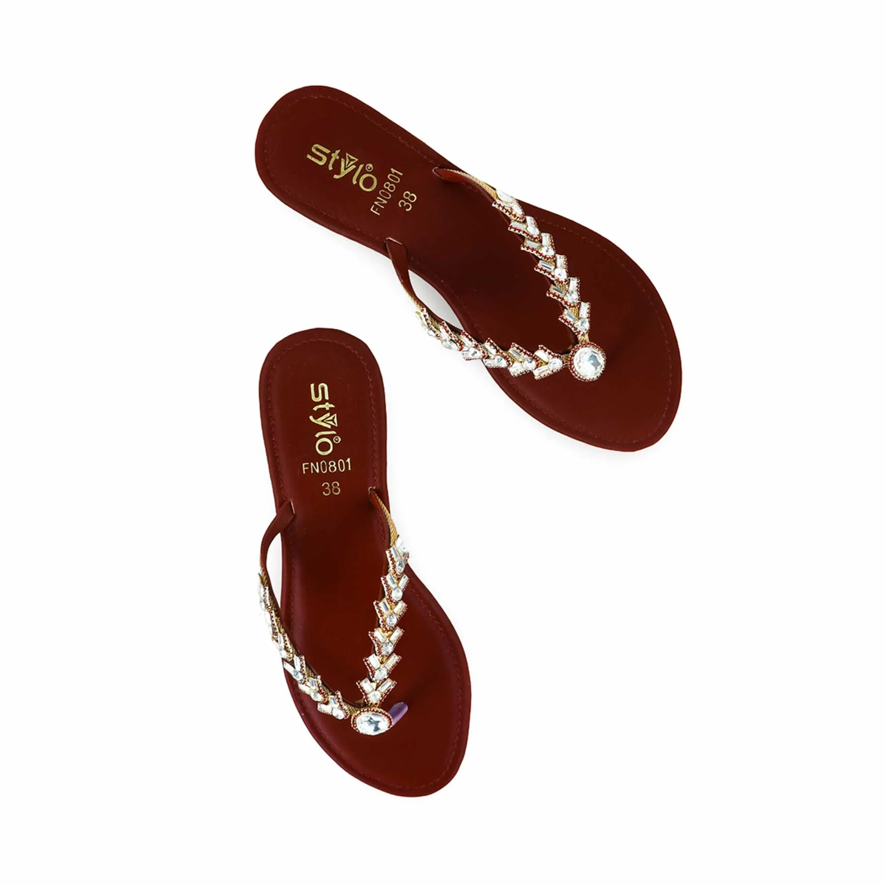 Maroon Fancy Chappal FN0801 - Image 5