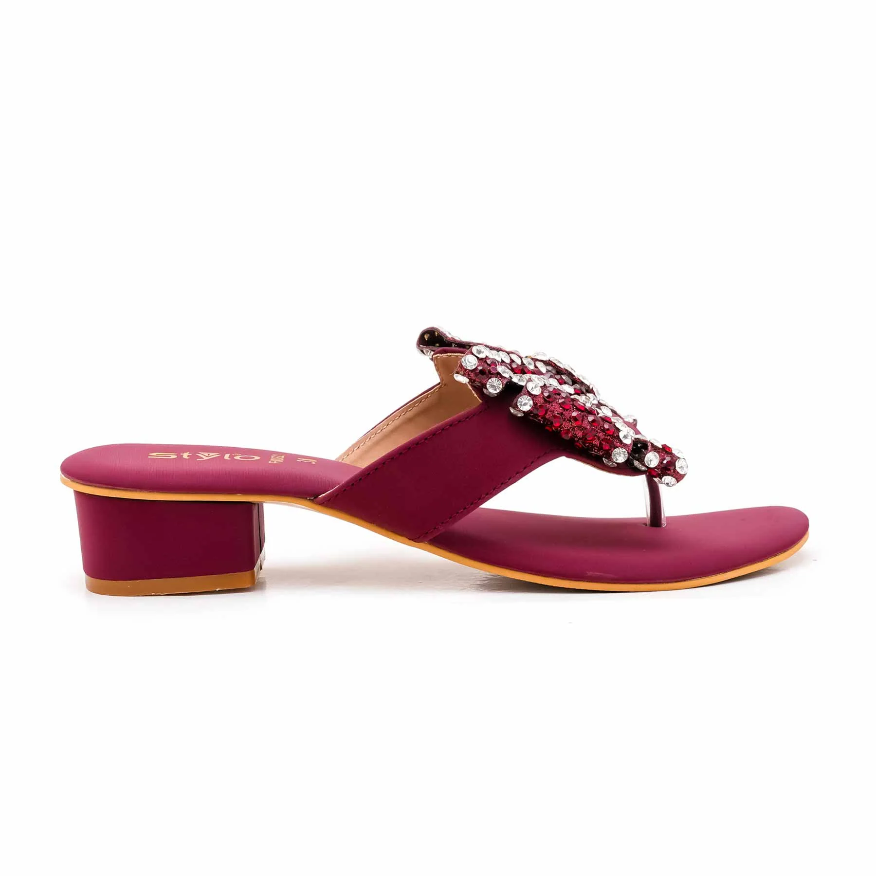 Maroon Fancy Chappal For Women FN0821 - Image 2