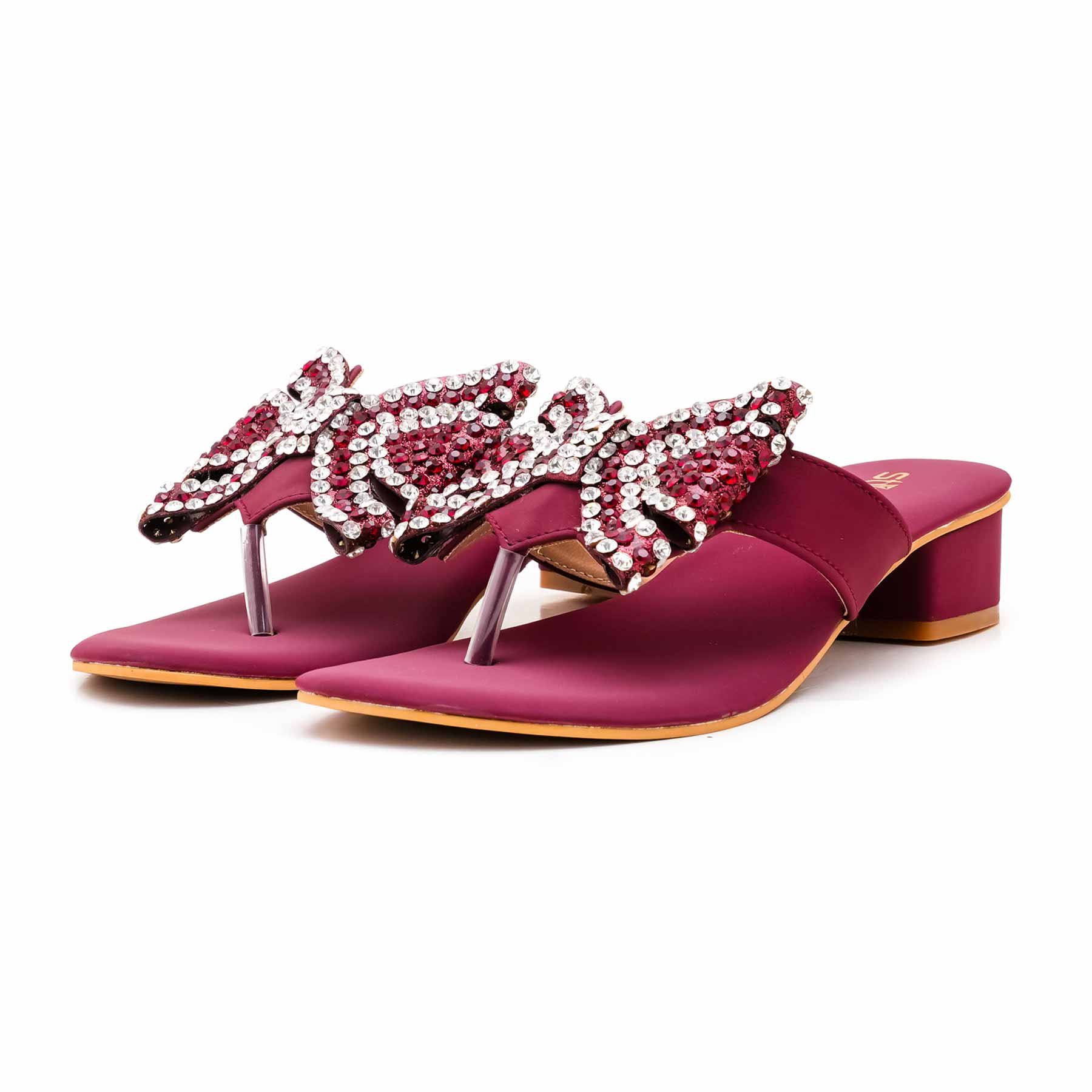 Maroon Fancy Chappal For Women FN0821 - Image 3