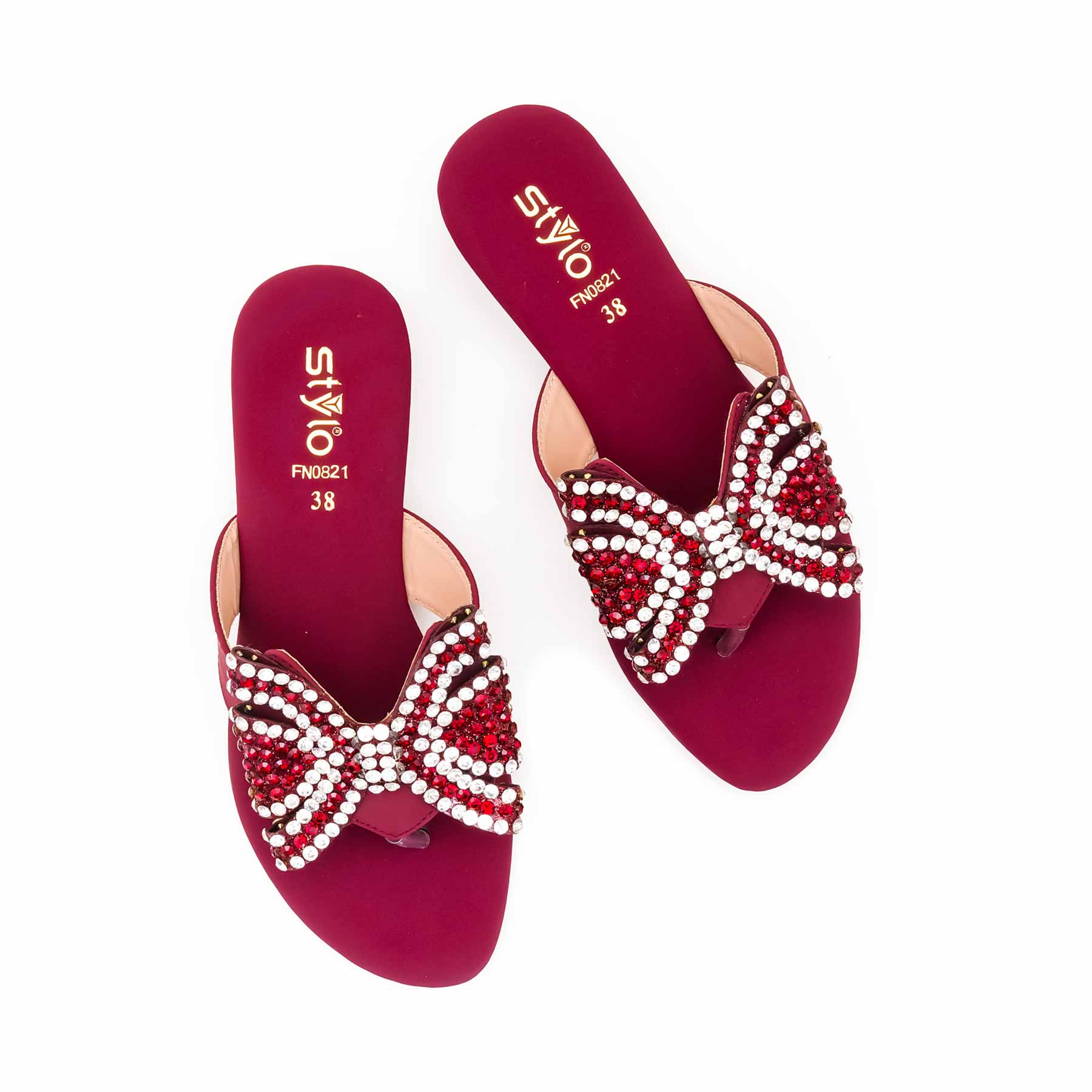 Maroon Fancy Chappal For Women FN0821 - Image 5