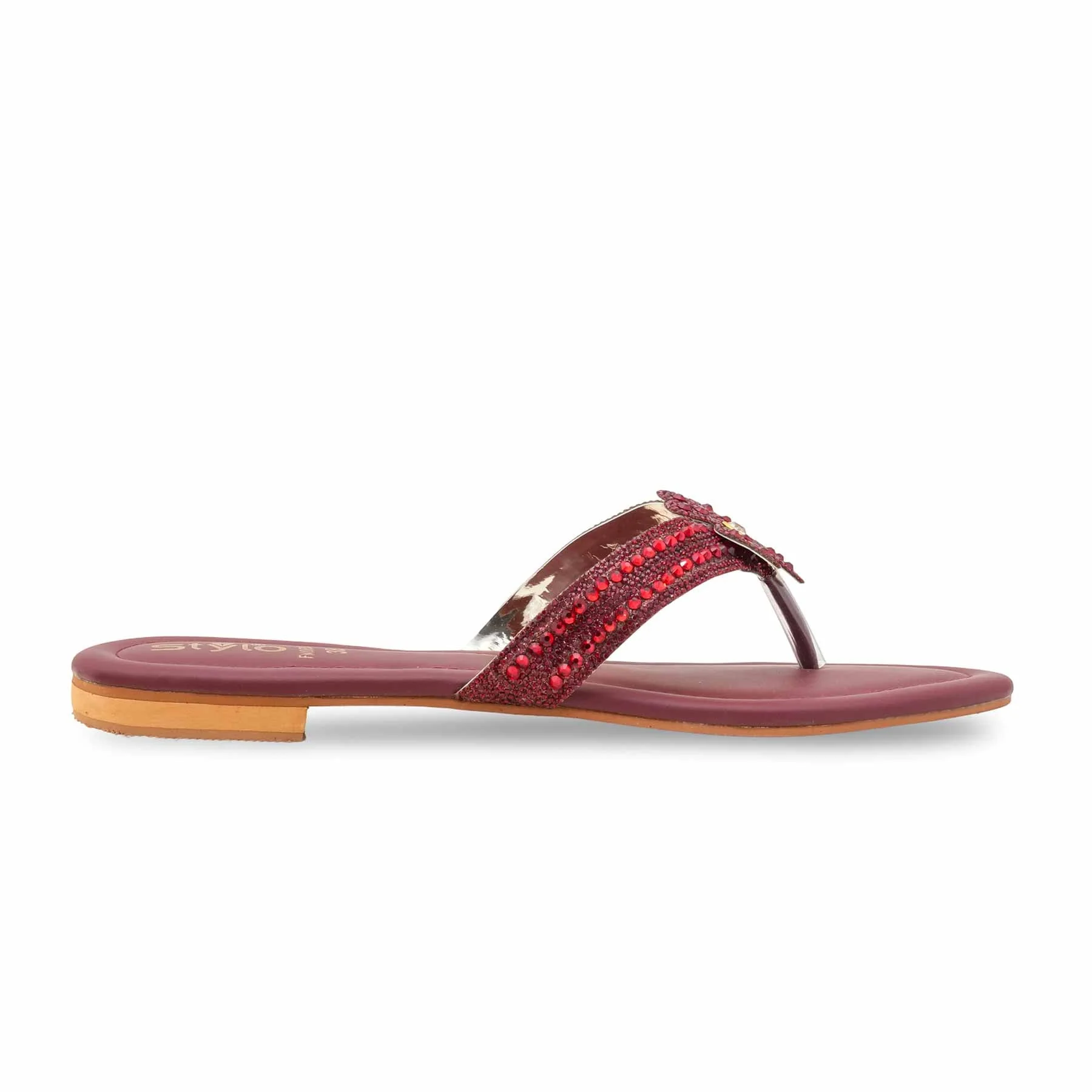 Maroon Fancy Chappal For Women FN0833 - Image 2