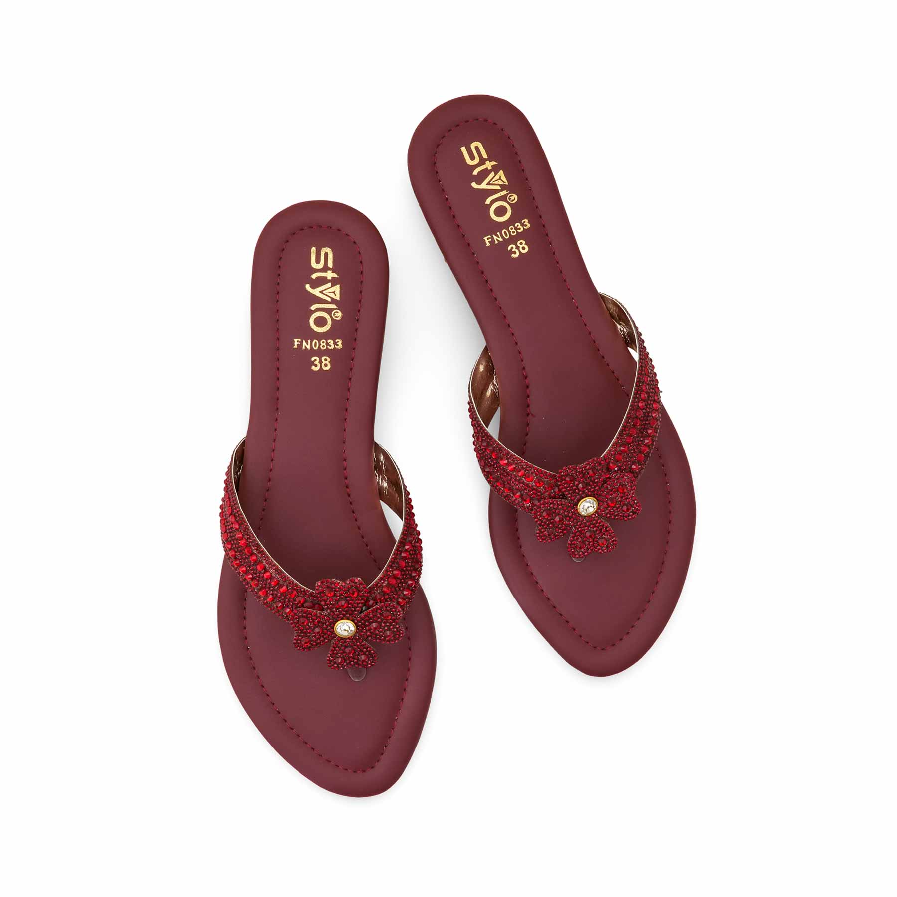 Maroon Fancy Chappal For Women FN0833 - Image 5