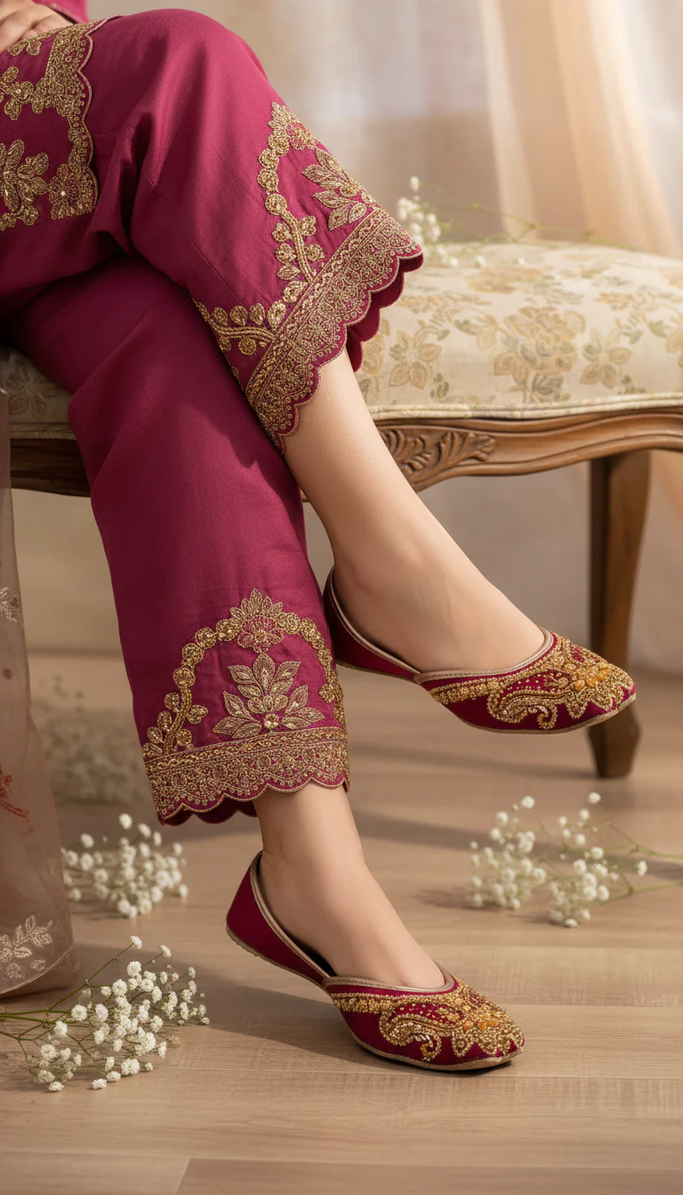 Maroon Fancy Khussa For Ladies EC8604