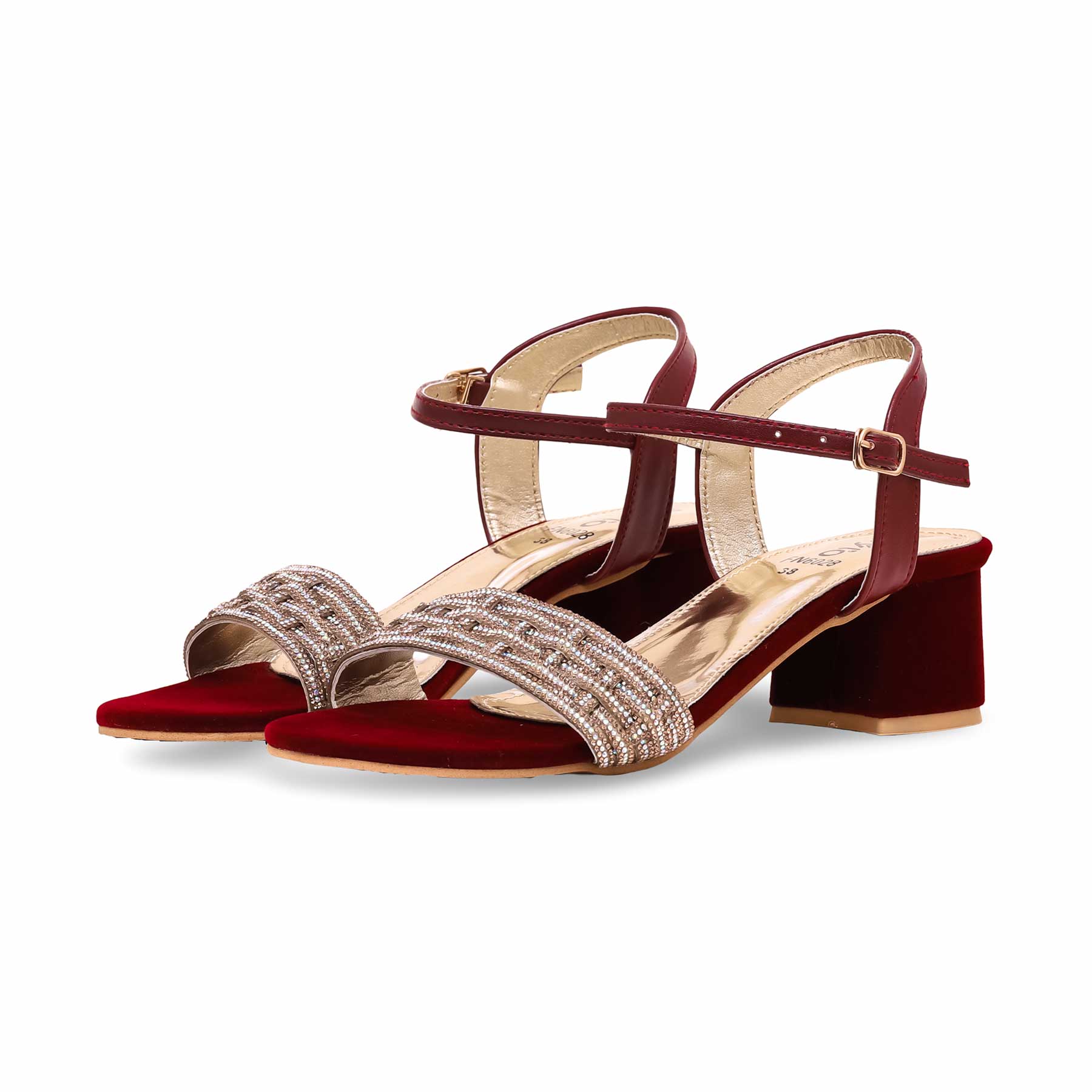 Maroon Fancy Sandal FN6028 - Image 3