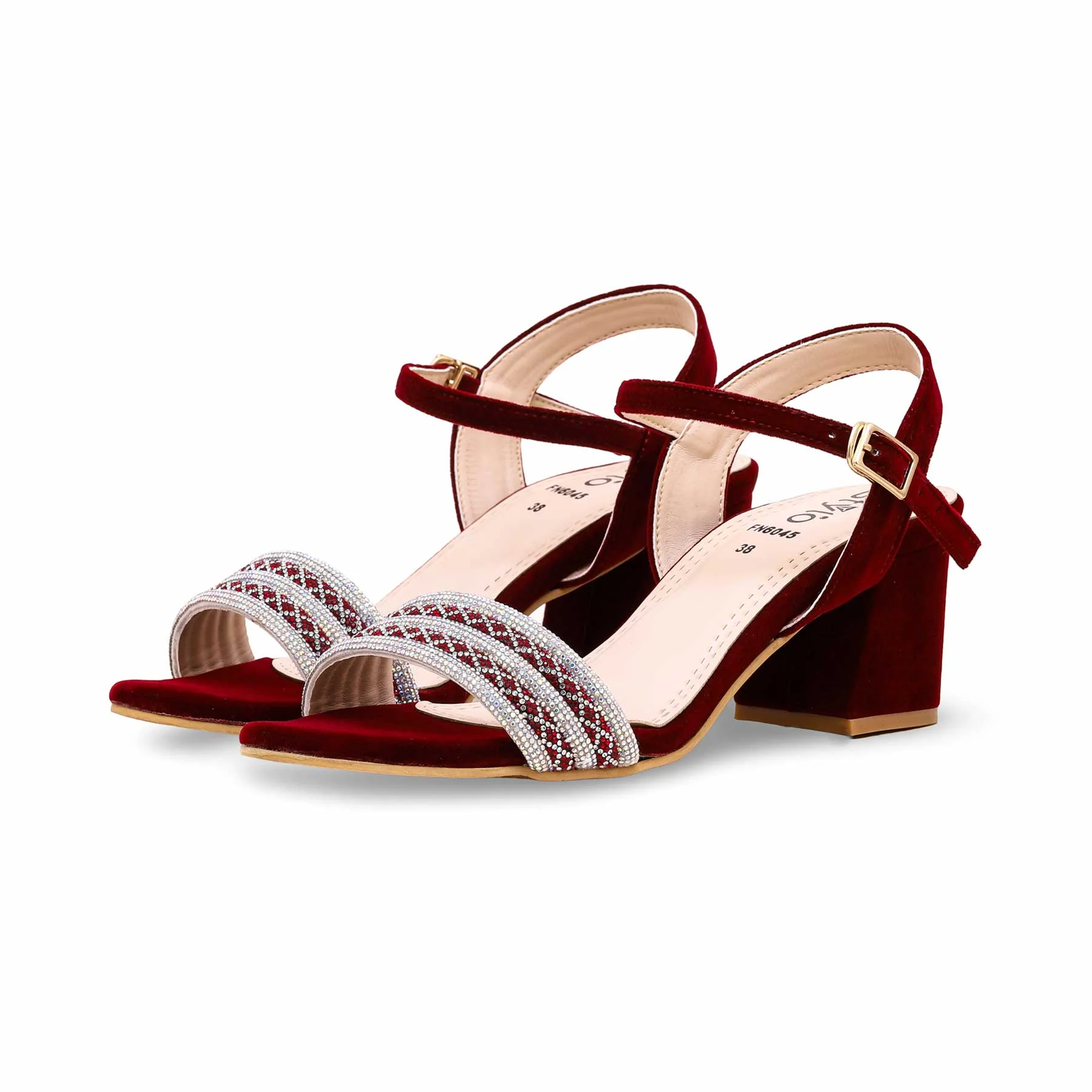 Maroon Fancy Sandal FN6045 - Image 3