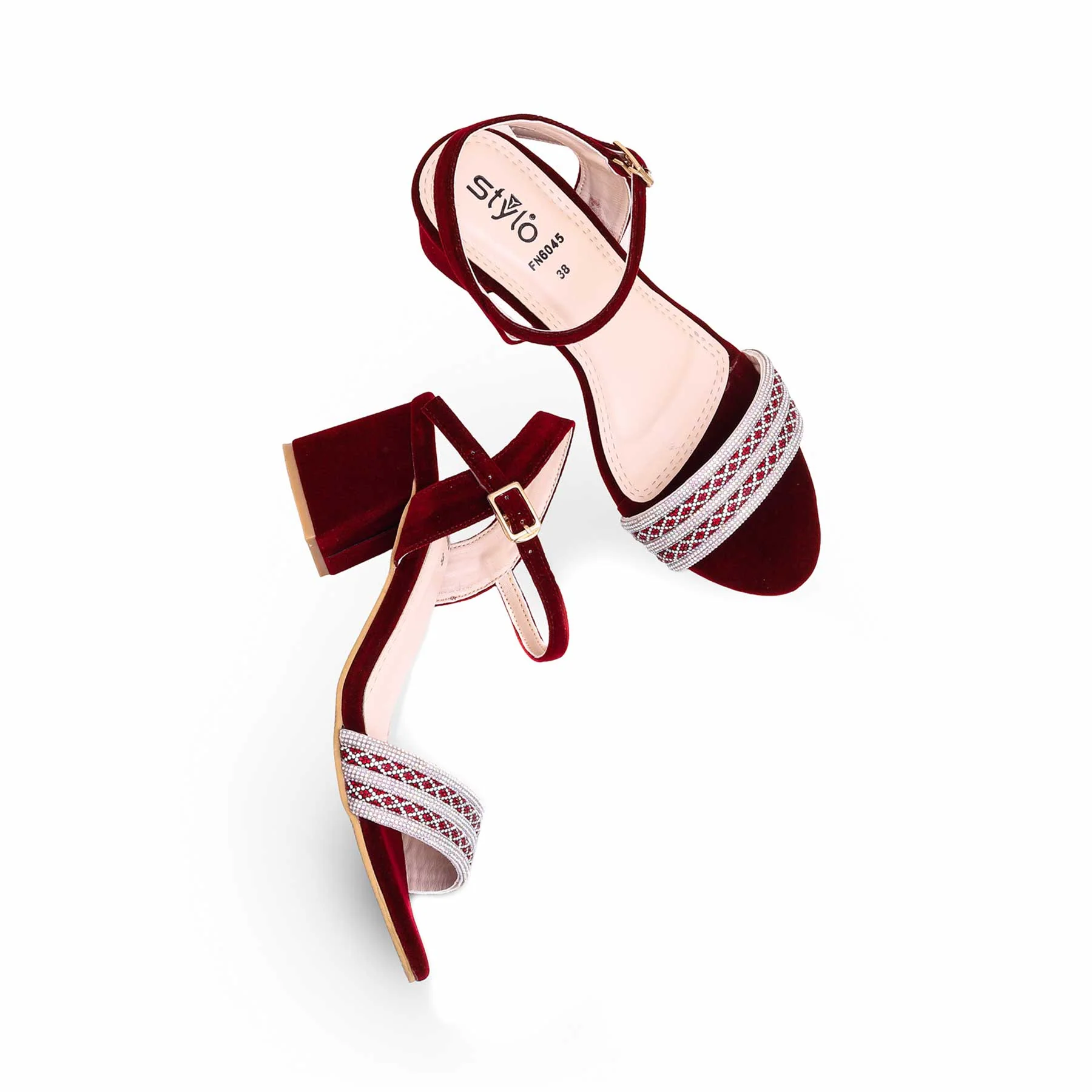 Maroon Fancy Sandal FN6045 - Image 5