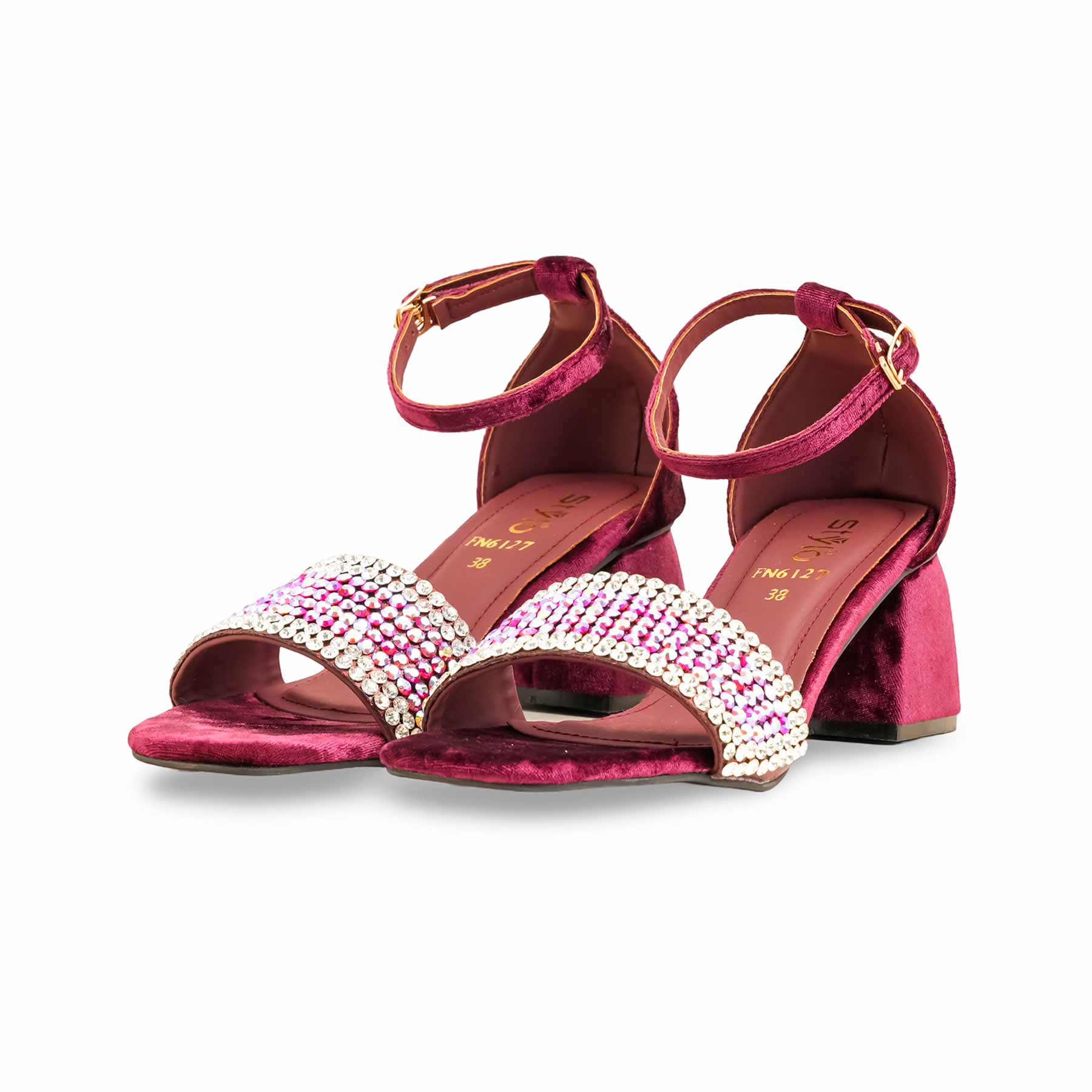 Maroon Fancy Sandal For Ladies FN6127 - Image 3