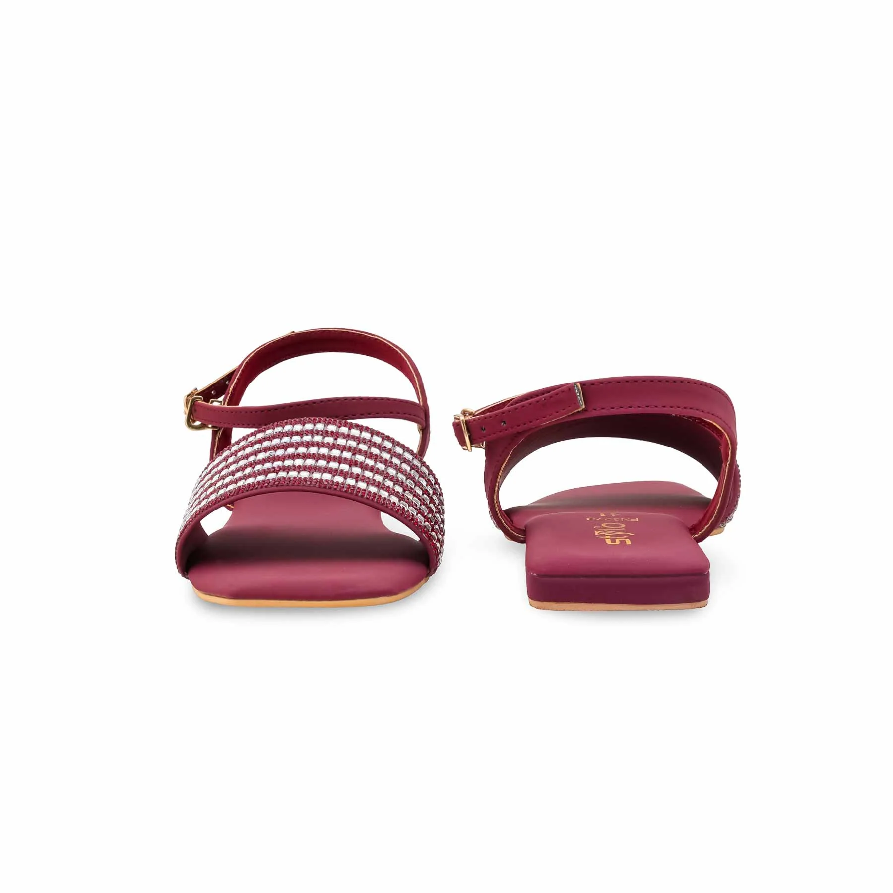 Maroon Fancy Sandal For Ladies FN6278 - Image 4