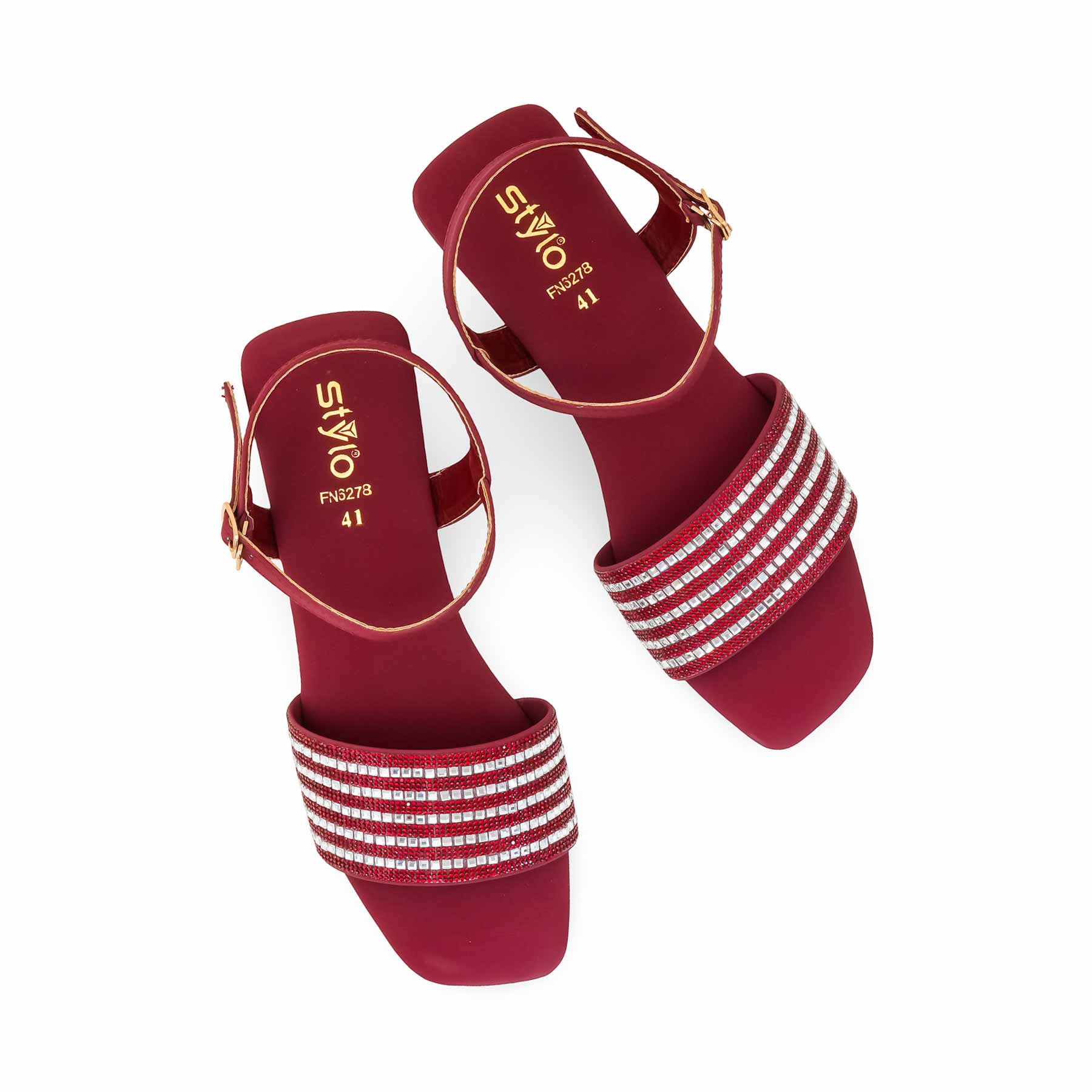 Maroon Fancy Sandal For Ladies FN6278 - Image 5