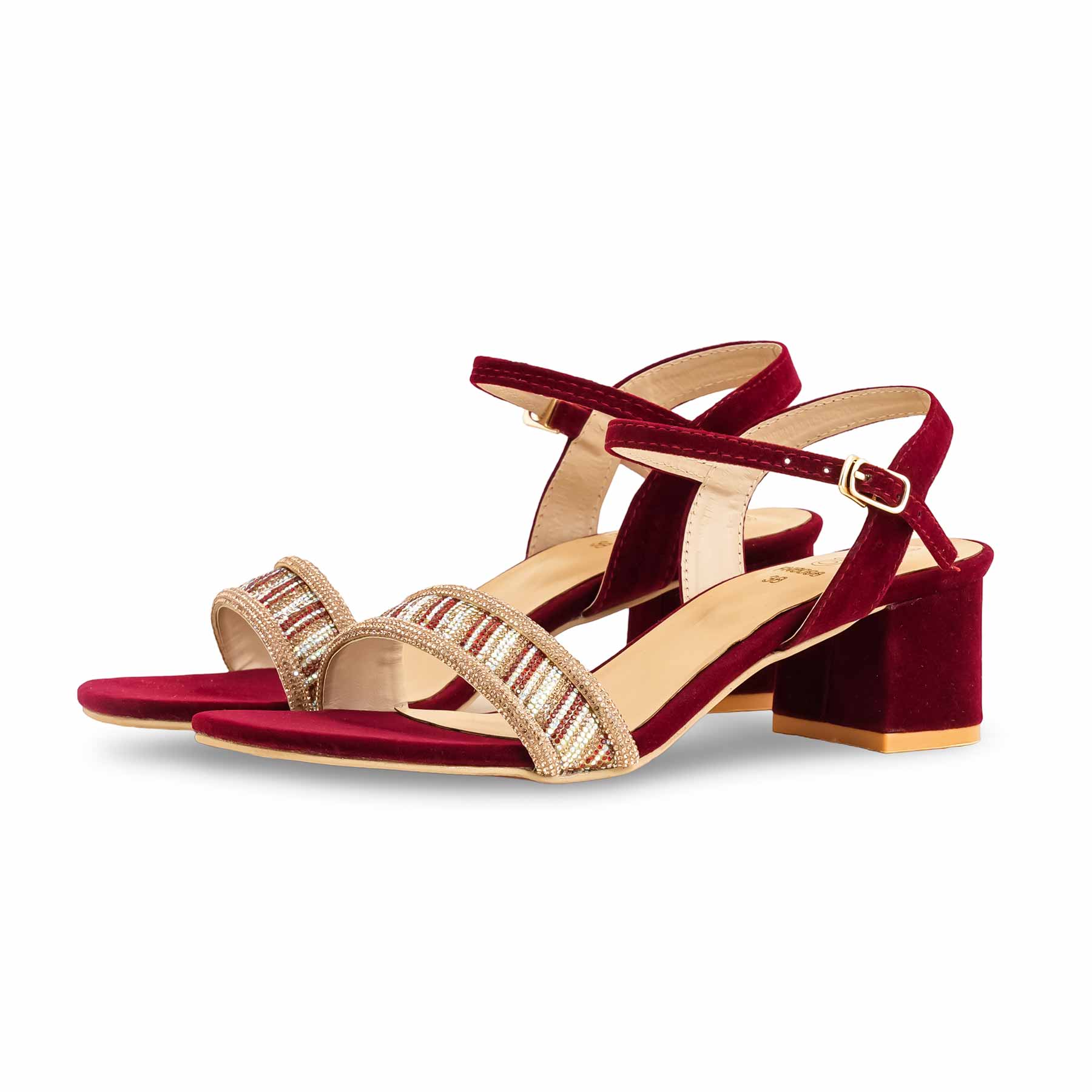 Maroon Fancy Sandal For Women FN6098 - Image 3