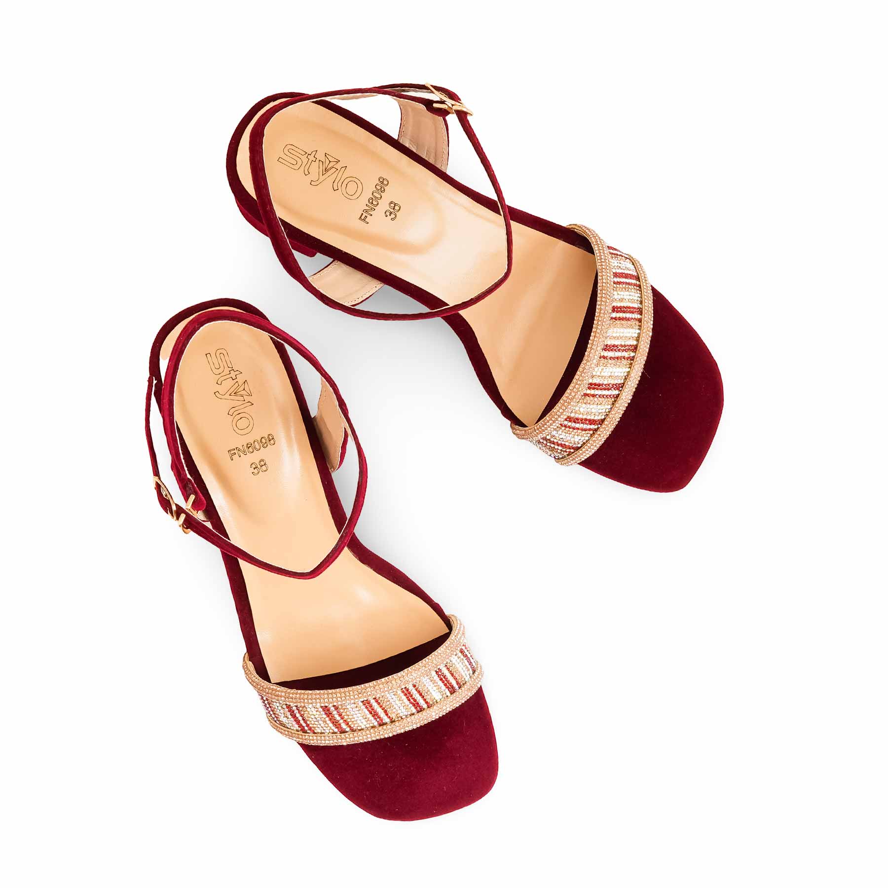 Maroon Fancy Sandal For Women FN6098 - Image 5