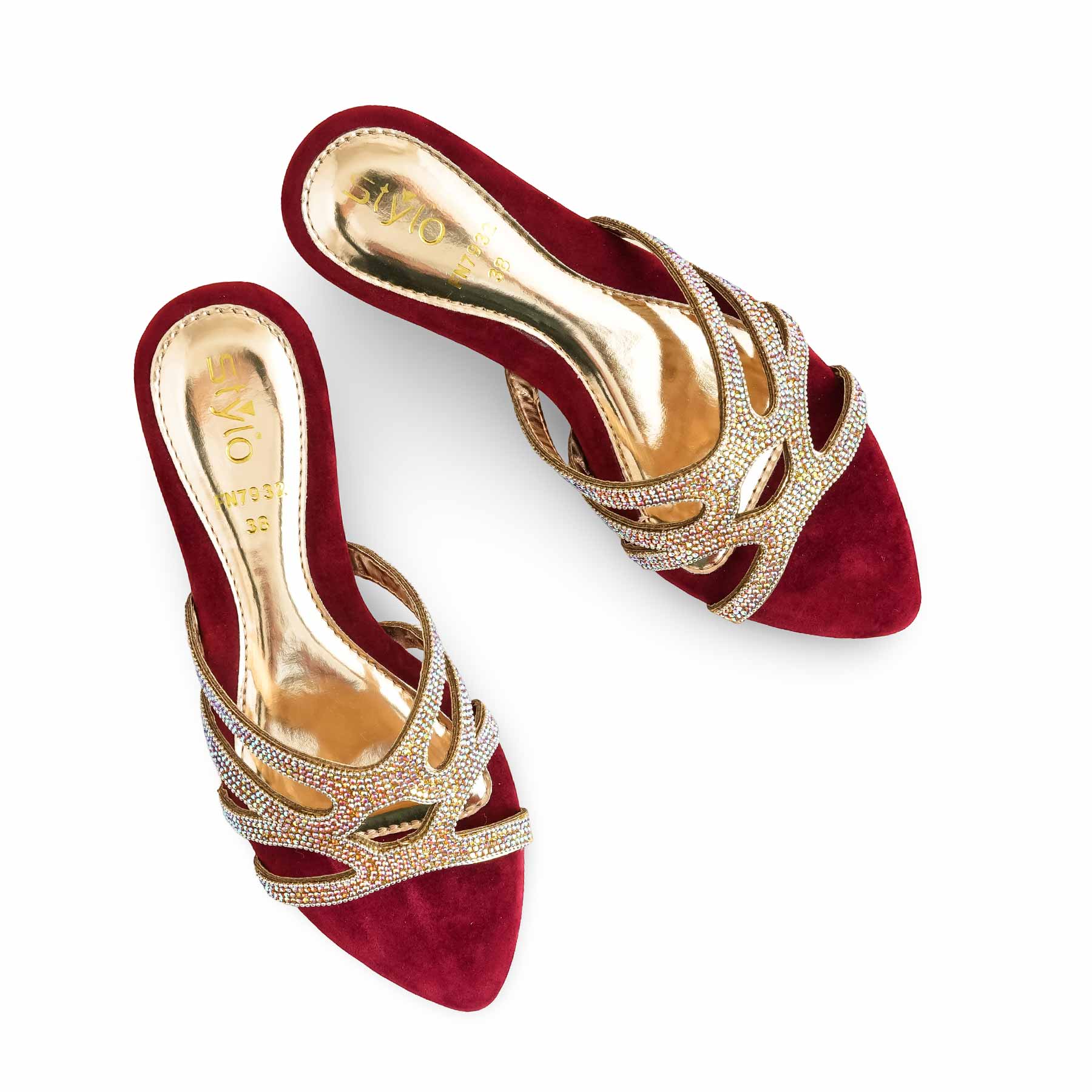 Maroon Fancy Slipper For Ladies FN7932 - Image 5