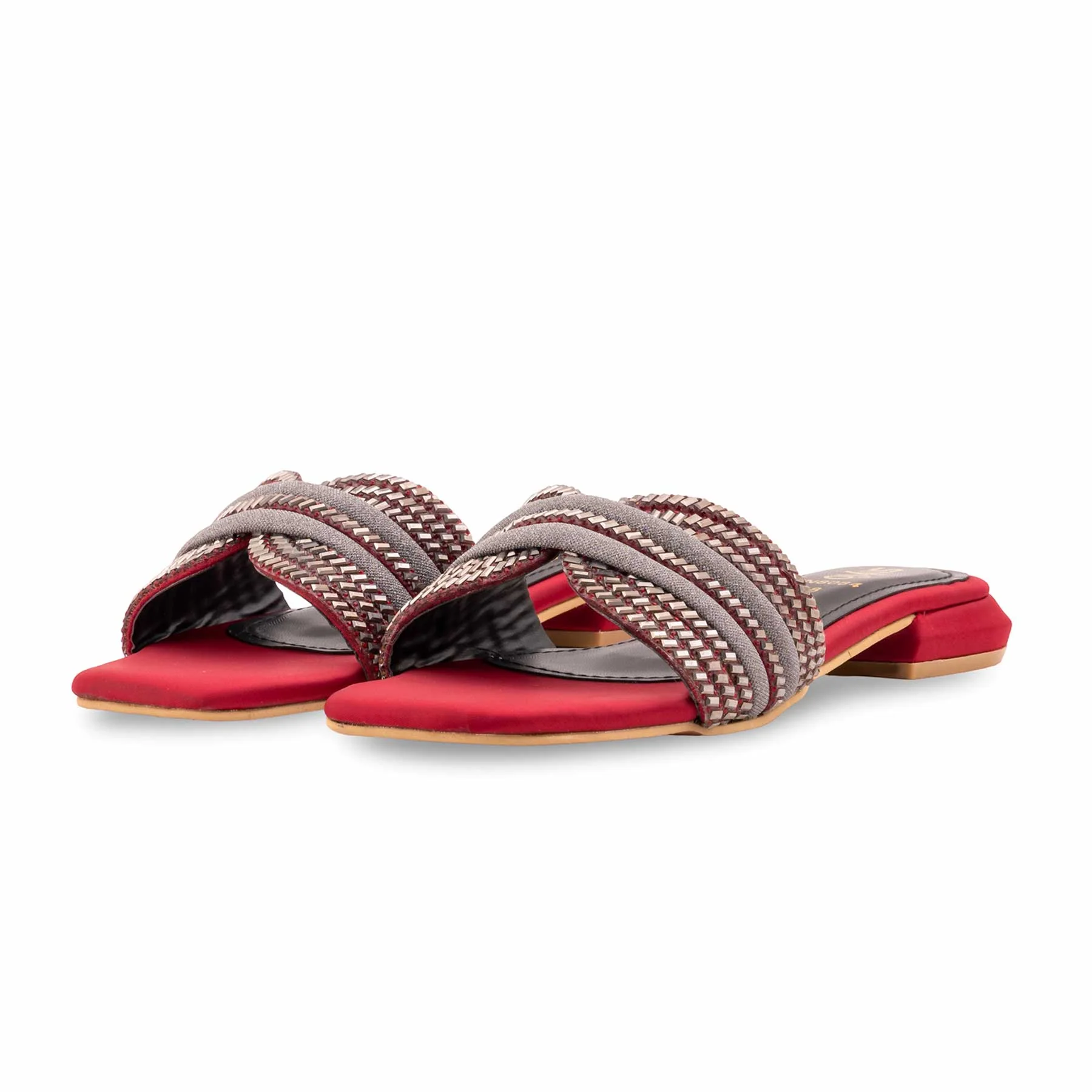 Maroon Fancy Slipper For Ladies FN8084 - Image 3