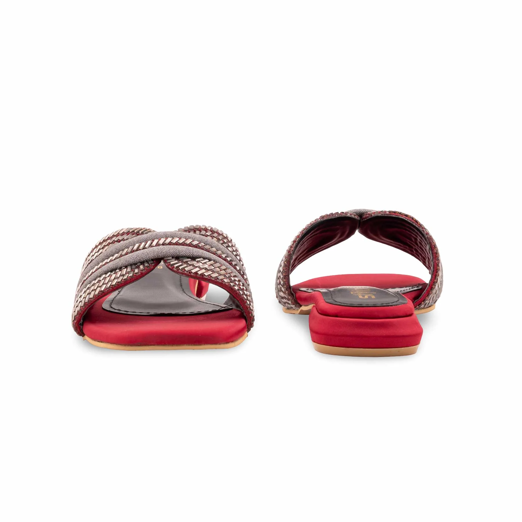 Maroon Fancy Slipper For Ladies FN8084 - Image 4