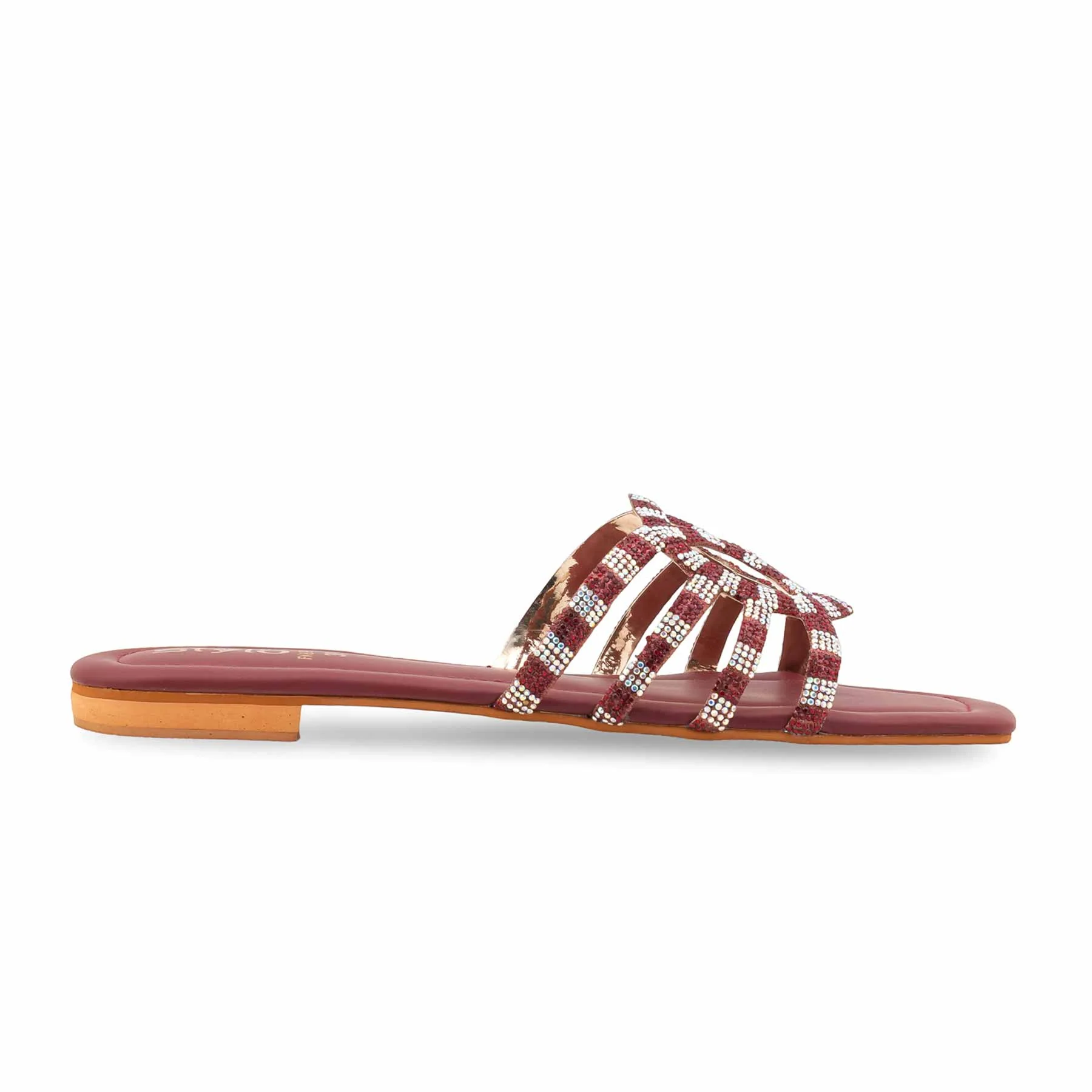Maroon Fancy Slipper For Ladies FN8090 - Image 2