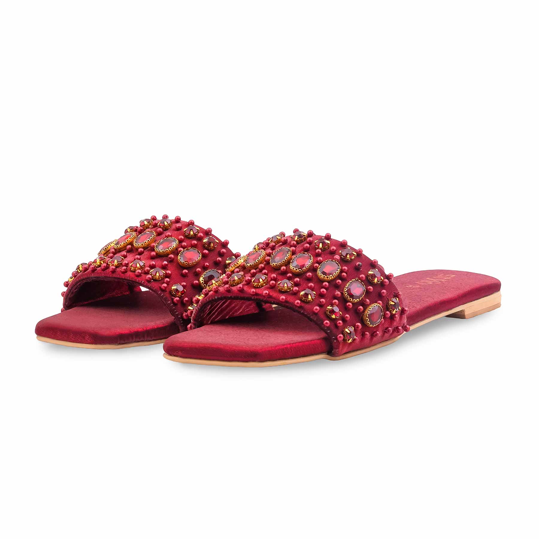 Maroon Fancy Slipper For Women EC0243 - Image 3