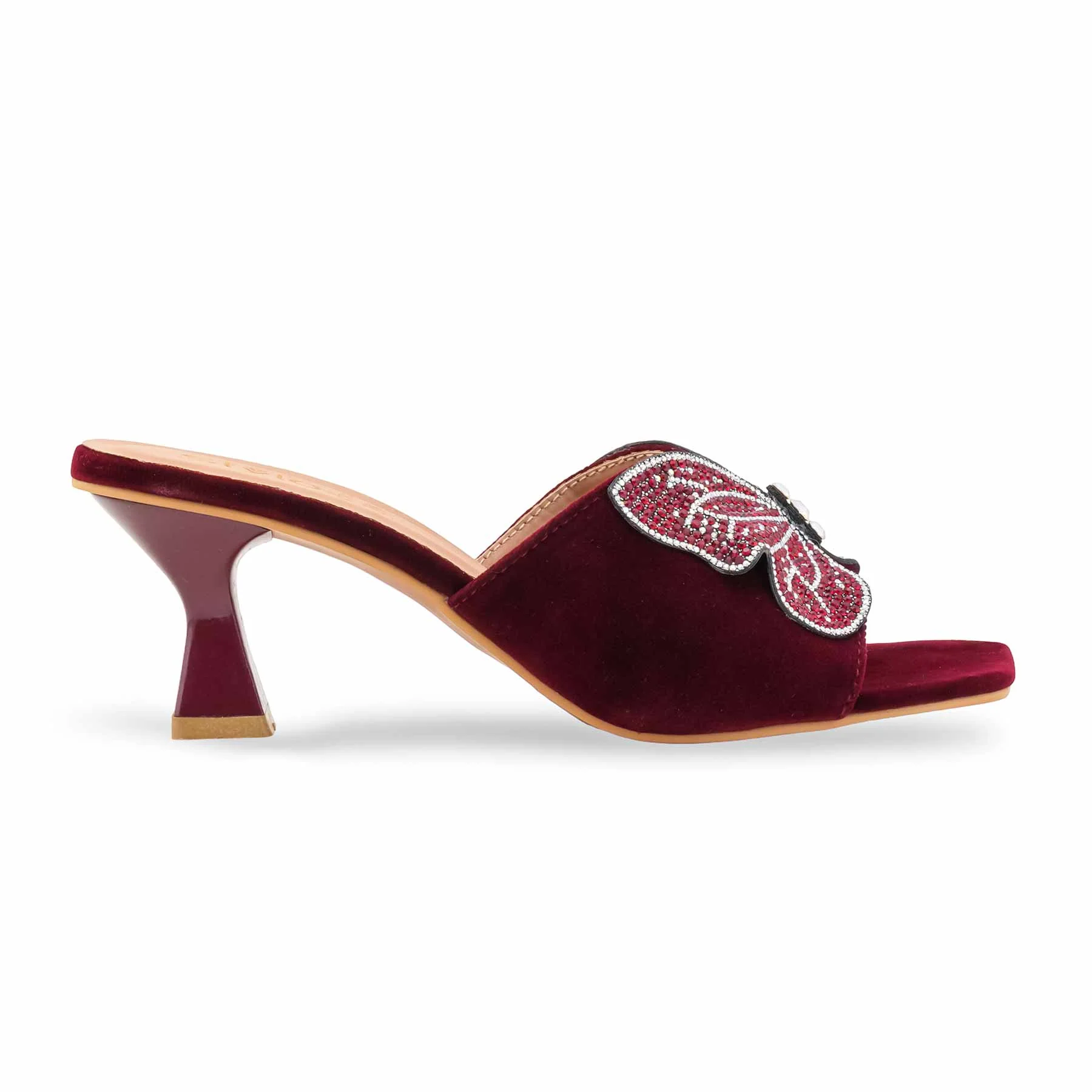 Maroon Fancy Slipper For Women FN7974 - Image 3