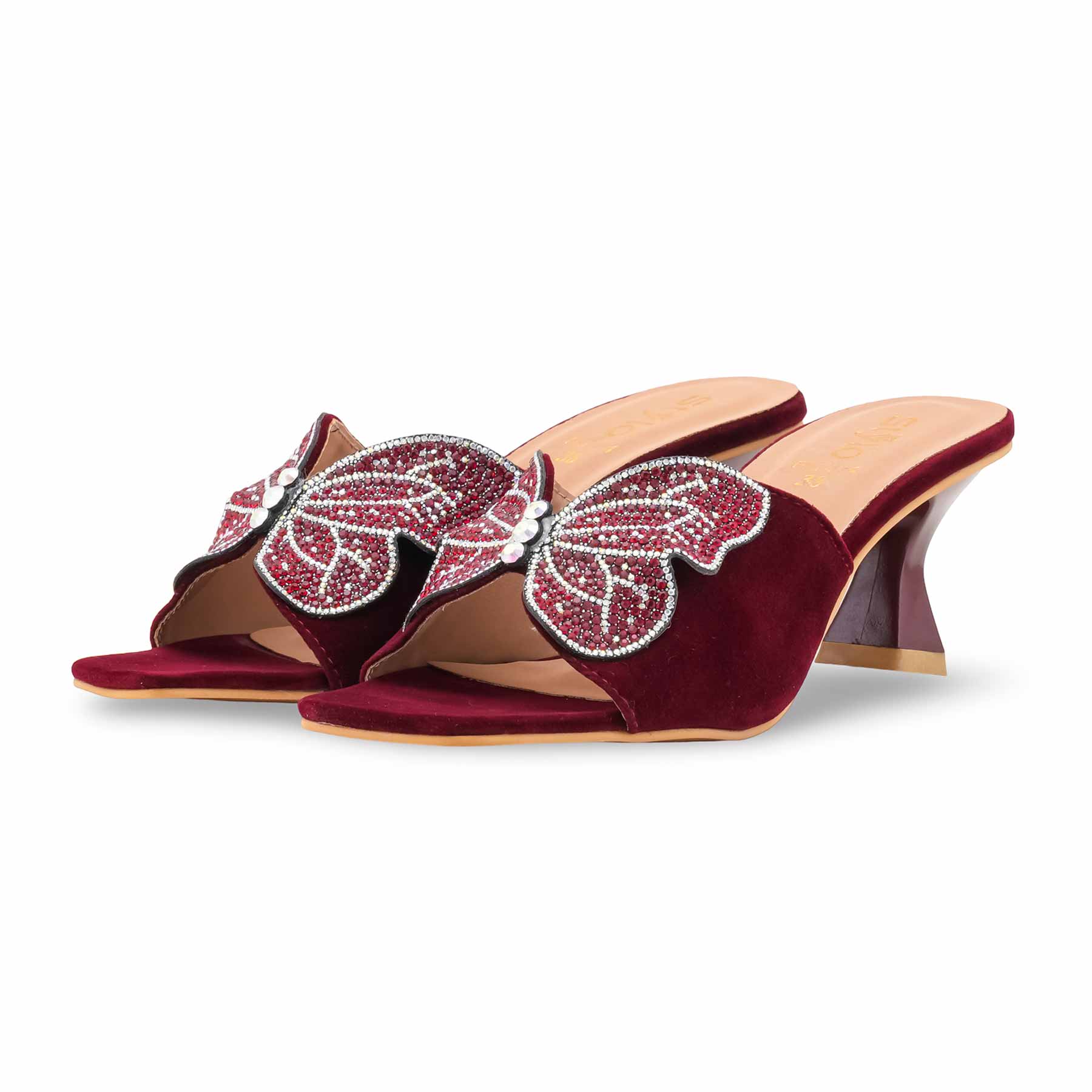 Maroon Fancy Slipper For Women FN7974 - Image 4