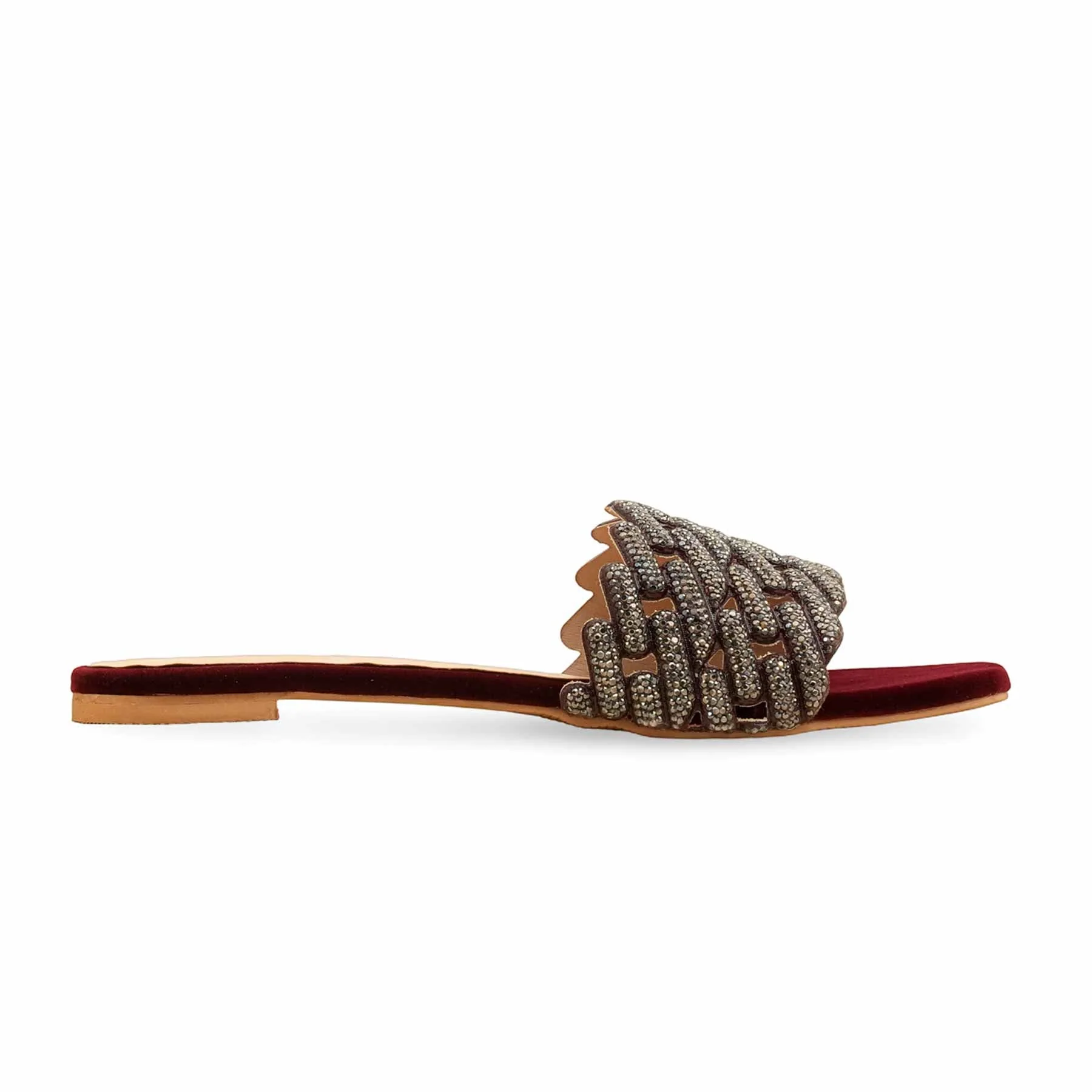 Maroon Fancy Slipper For Women FN8039 - Image 2