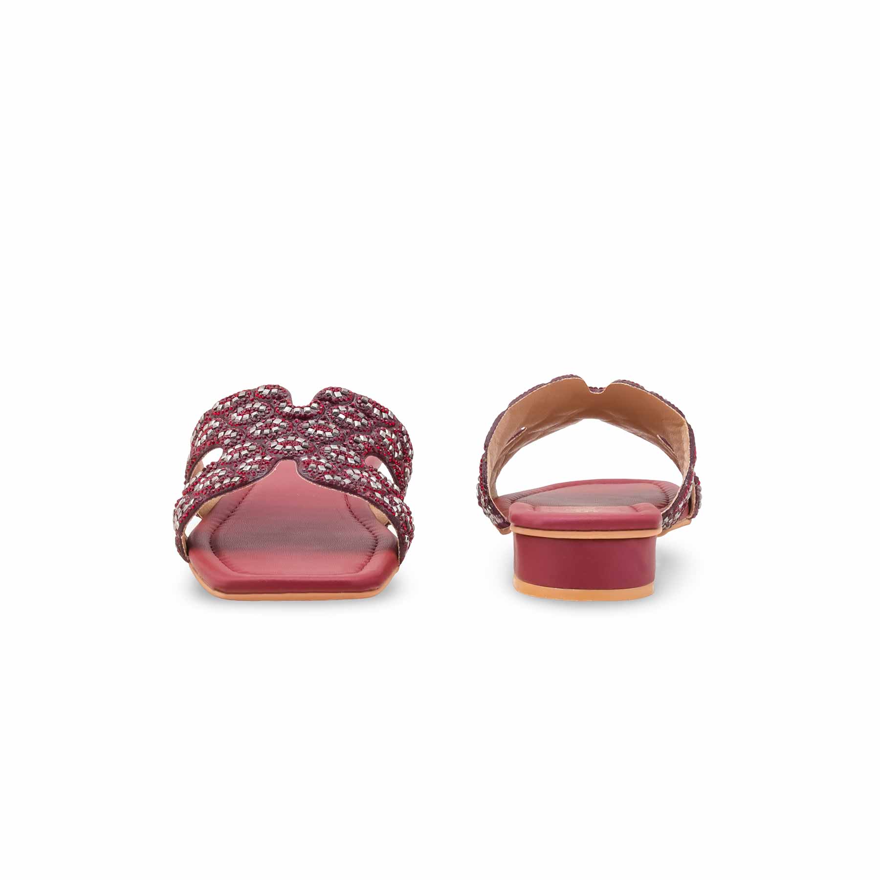 Maroon Fancy Slipper For Women FN8064 - Image 4