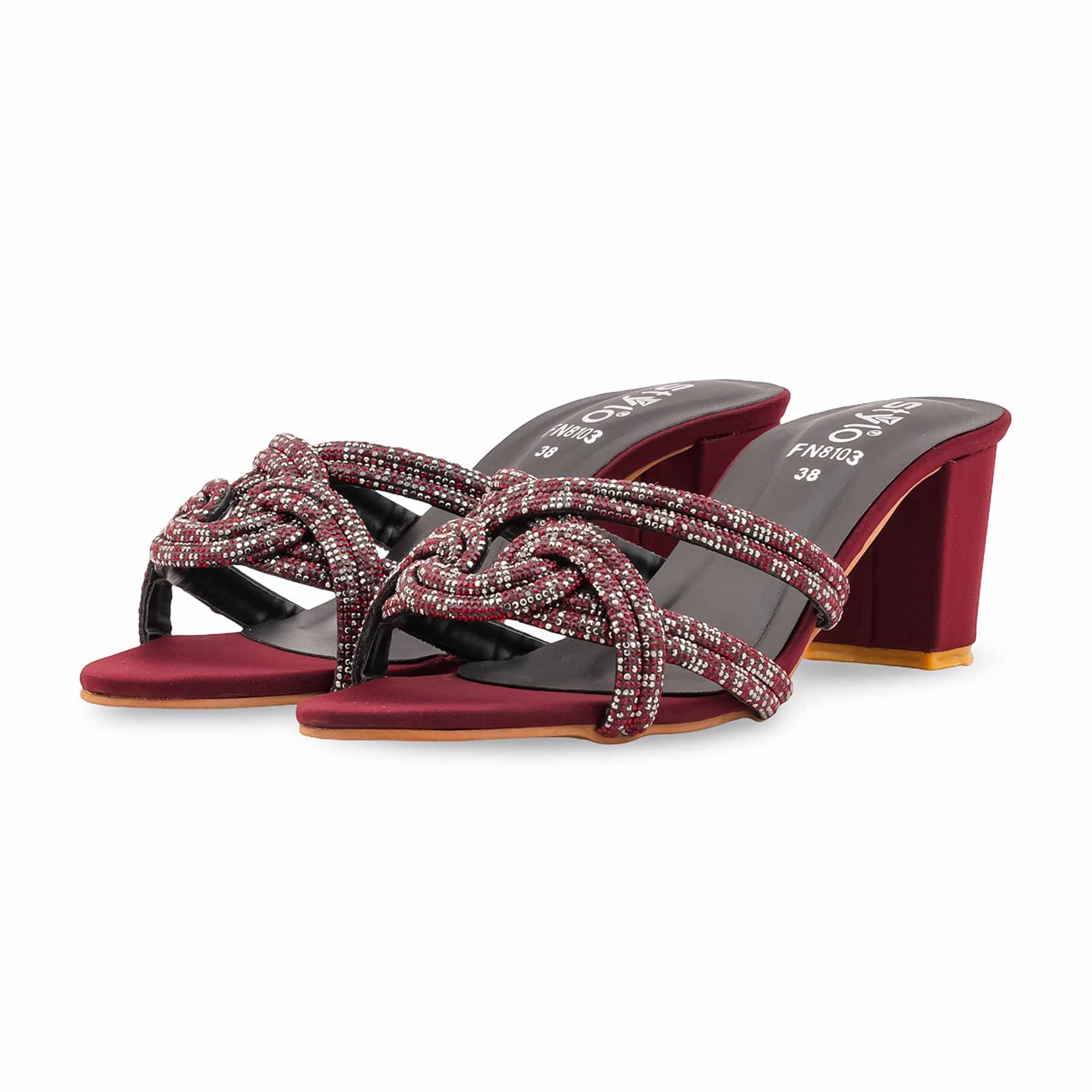 Maroon Fancy Slipper For Women FN8103 - Image 3