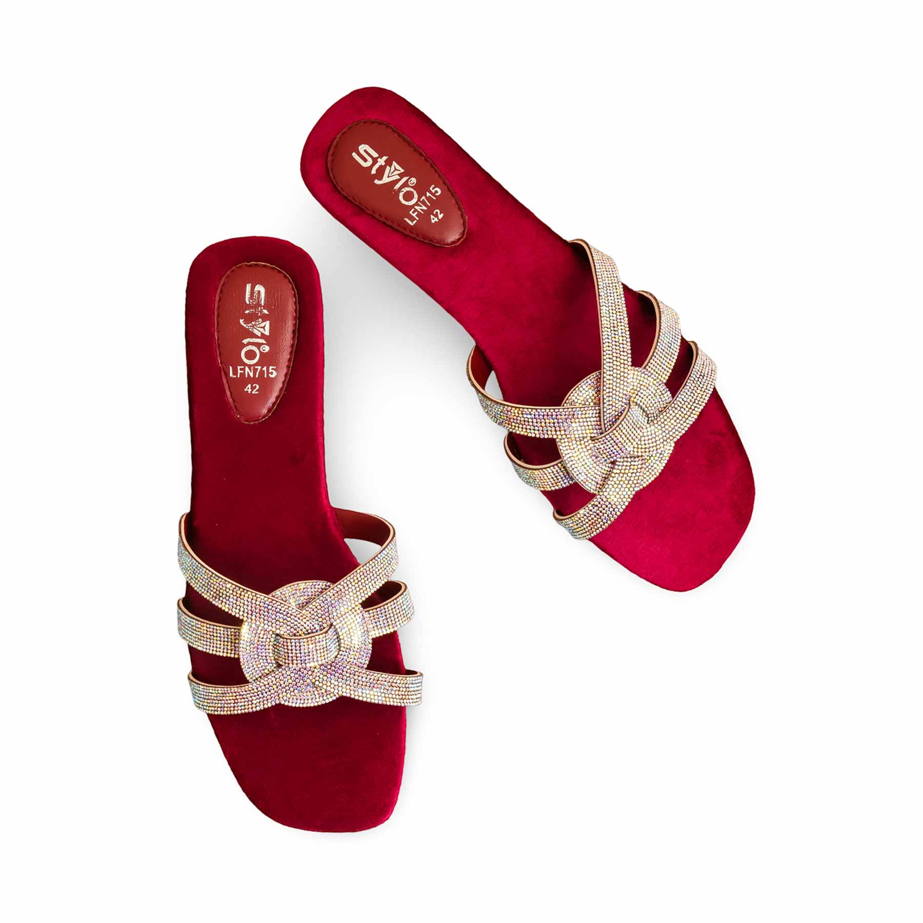Maroon Fancy Slipper LFN715 - Image 5