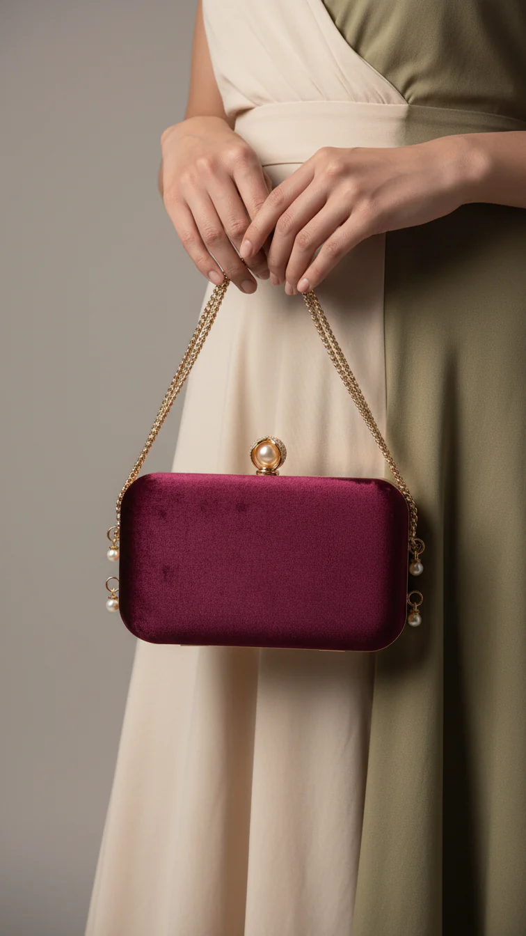 Maroon Formal Clutch For Ladies P15703