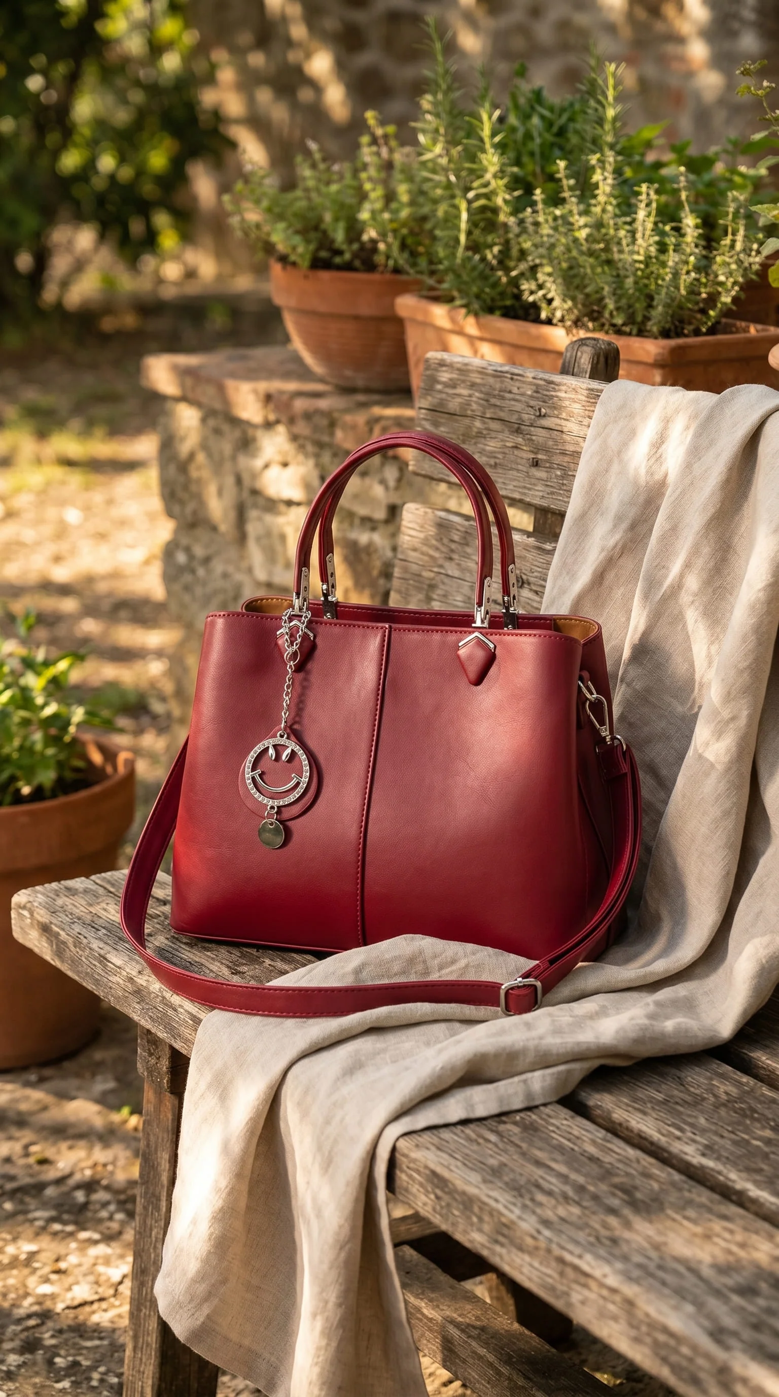 Maroon Formal Hand Bag For Ladies P36557 - Image 3
