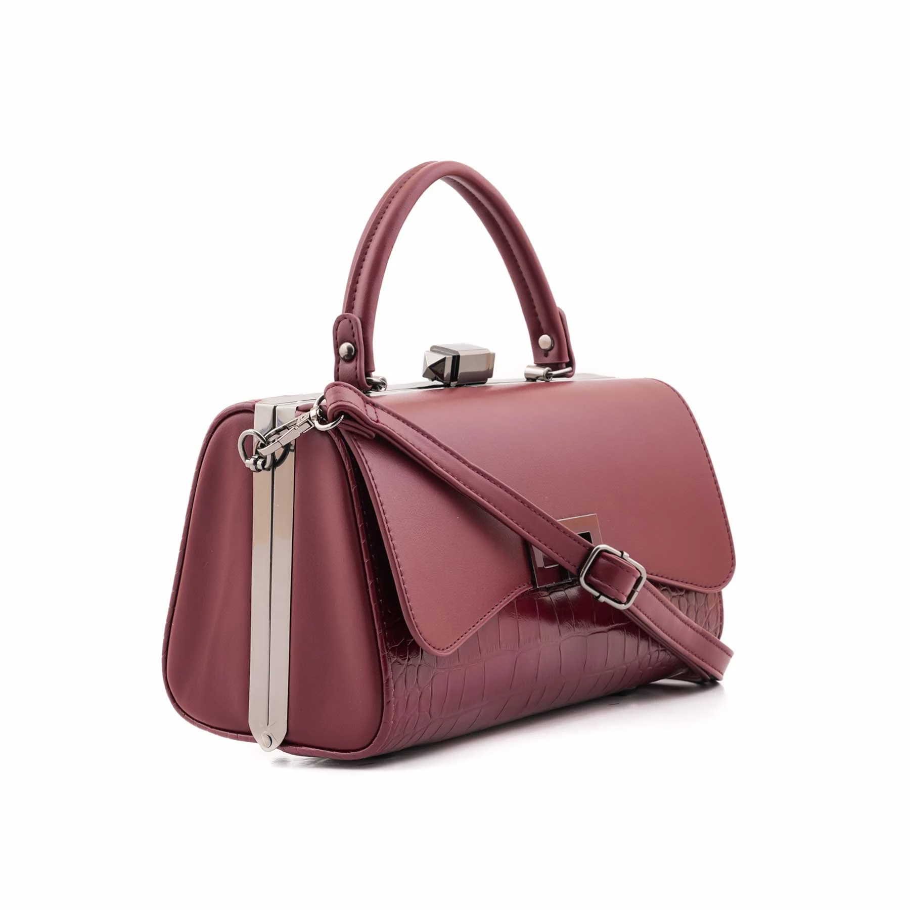 Maroon Formal Hand Bag For Women P36465 - Image 3