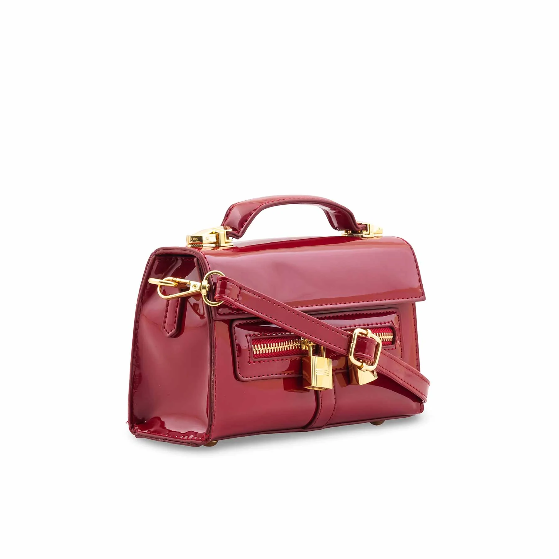 Maroon Formal Shoulder Bag For Women P36460 - Image 3