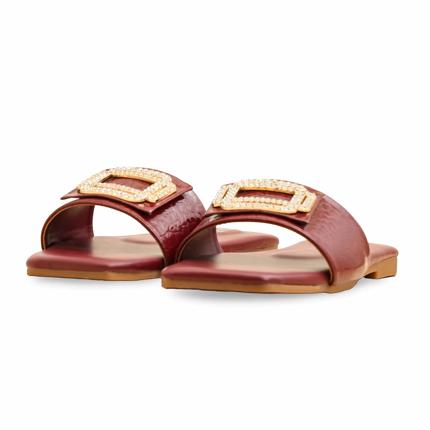 Maroon Formal Slipper For Ladies FR8419 - Image 3