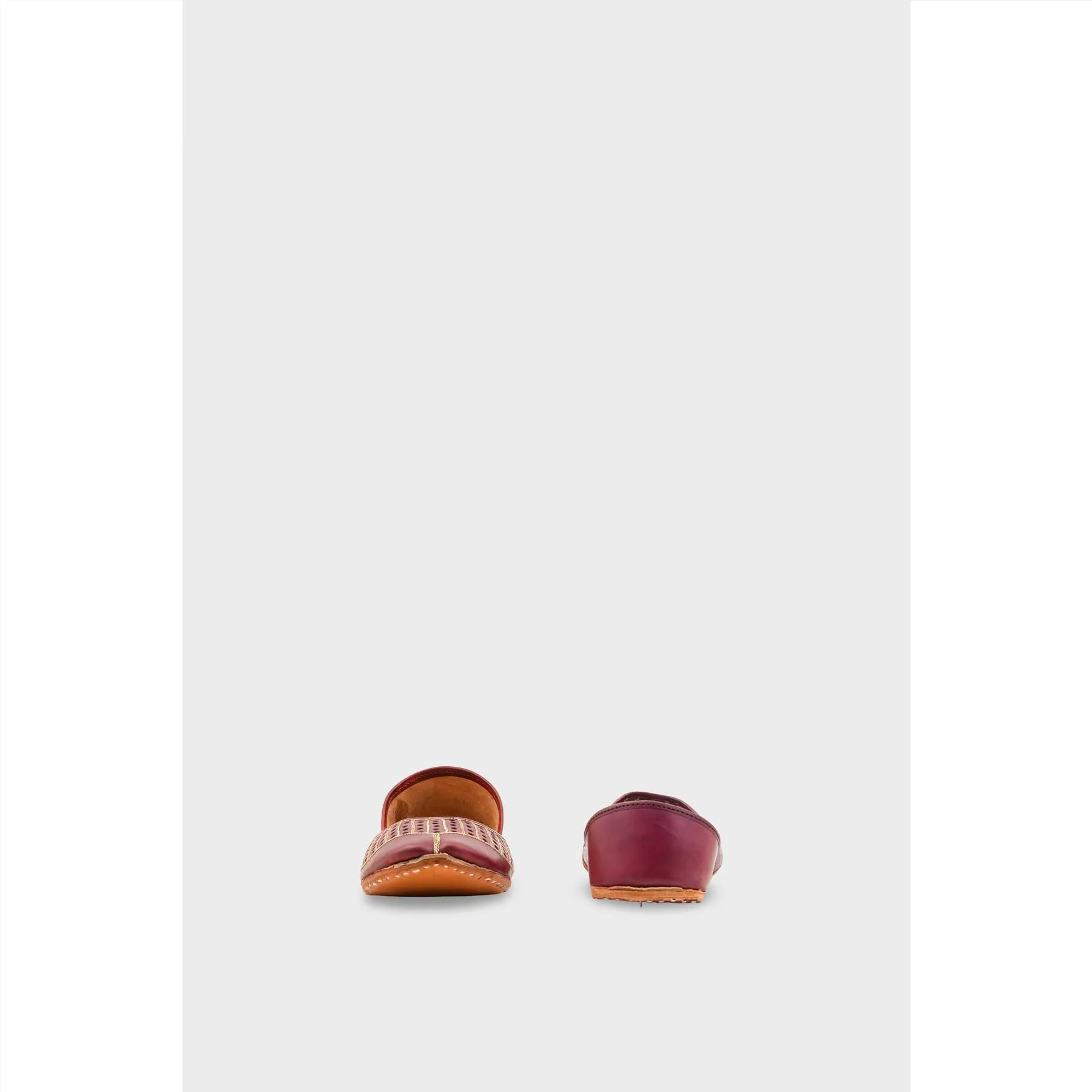 Maroon Leather Khussa For Women EC8681 - Image 4