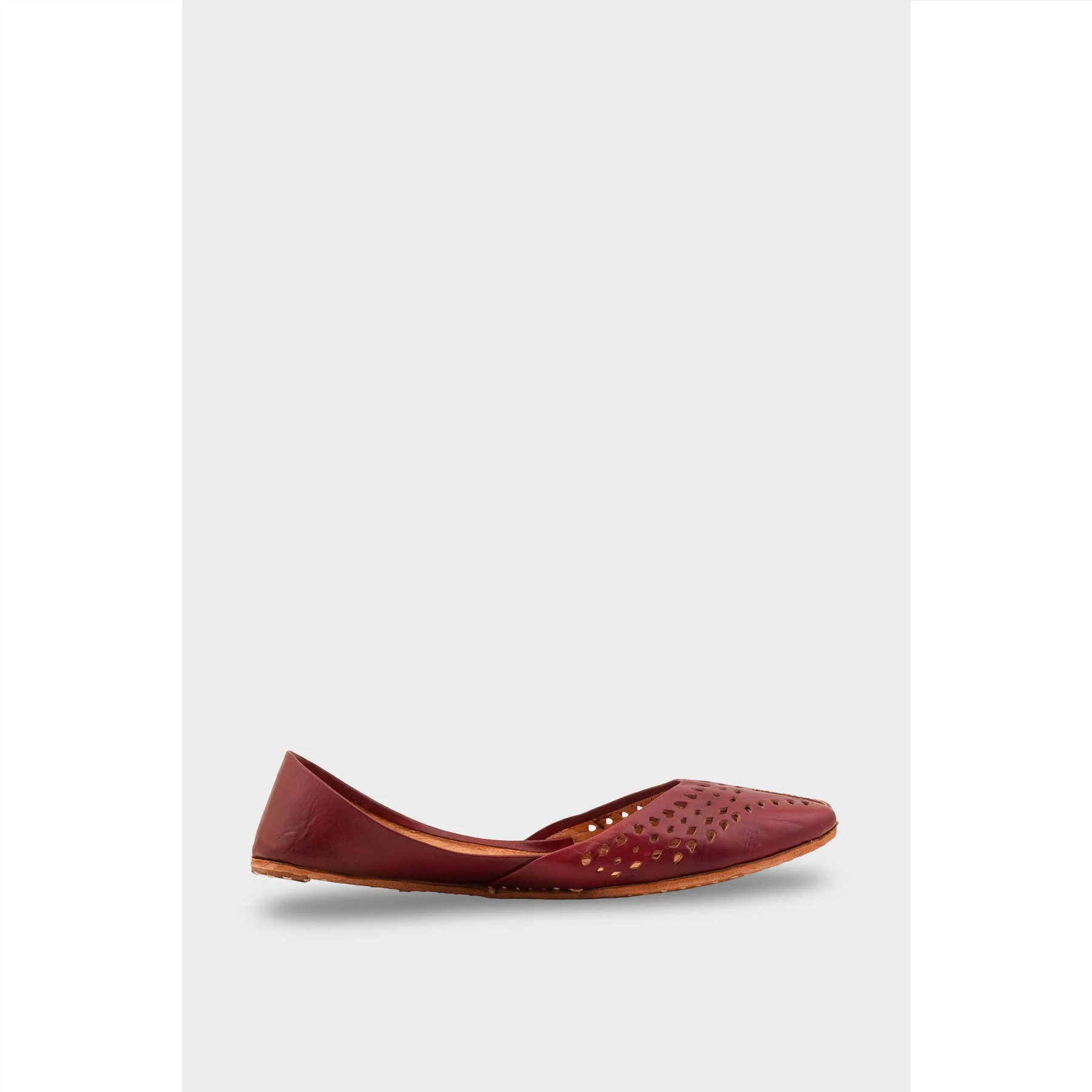 Maroon Leather Khussa For Women EC8694 - Image 2