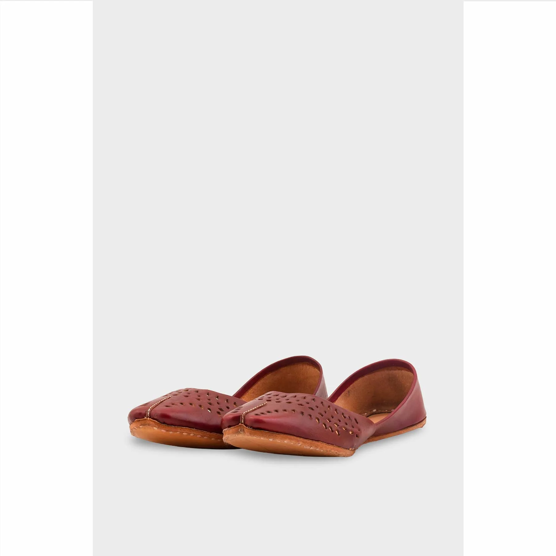 Maroon Leather Khussa For Women EC8694 - Image 3
