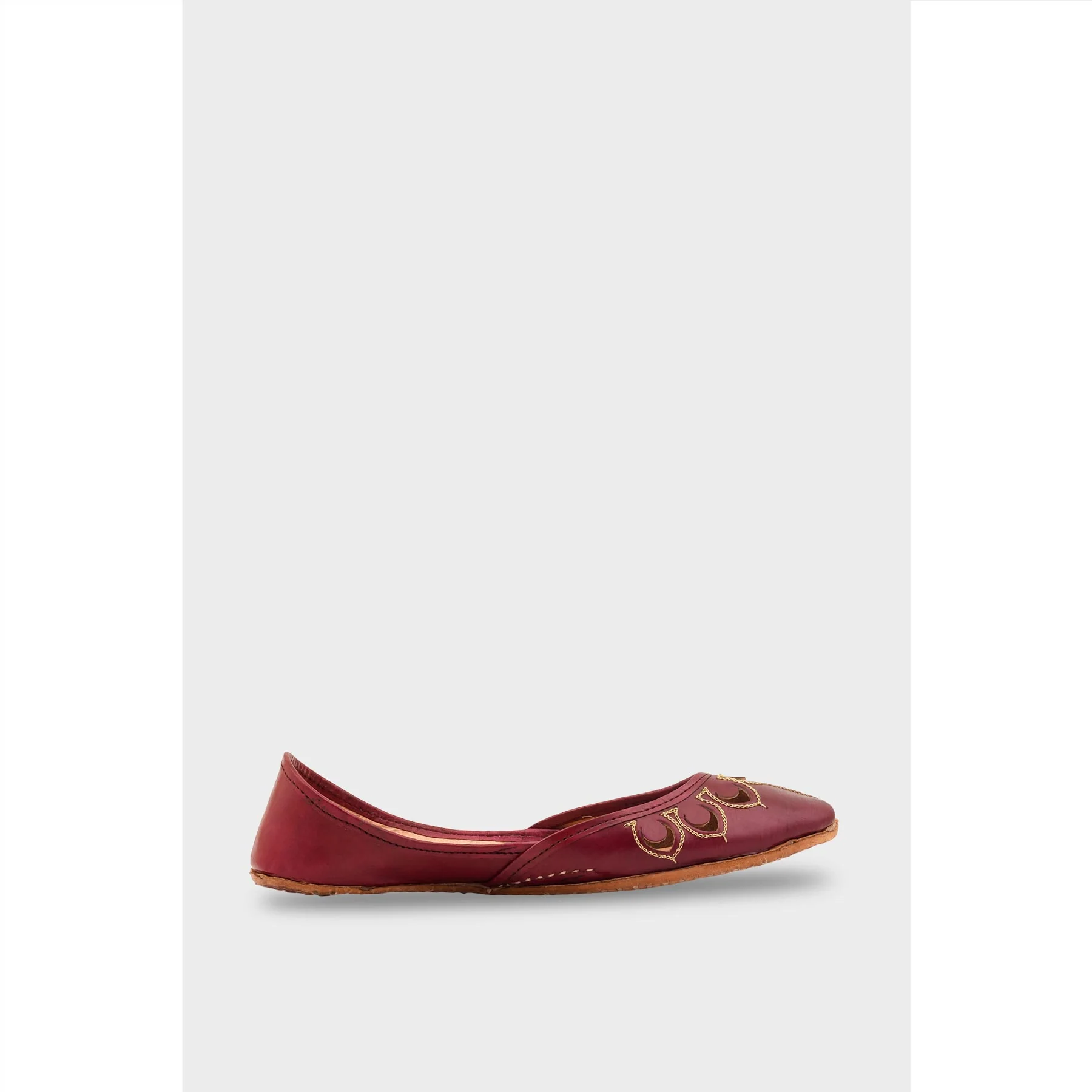 Maroon Leather Khussa For Women EC8711 - Image 2