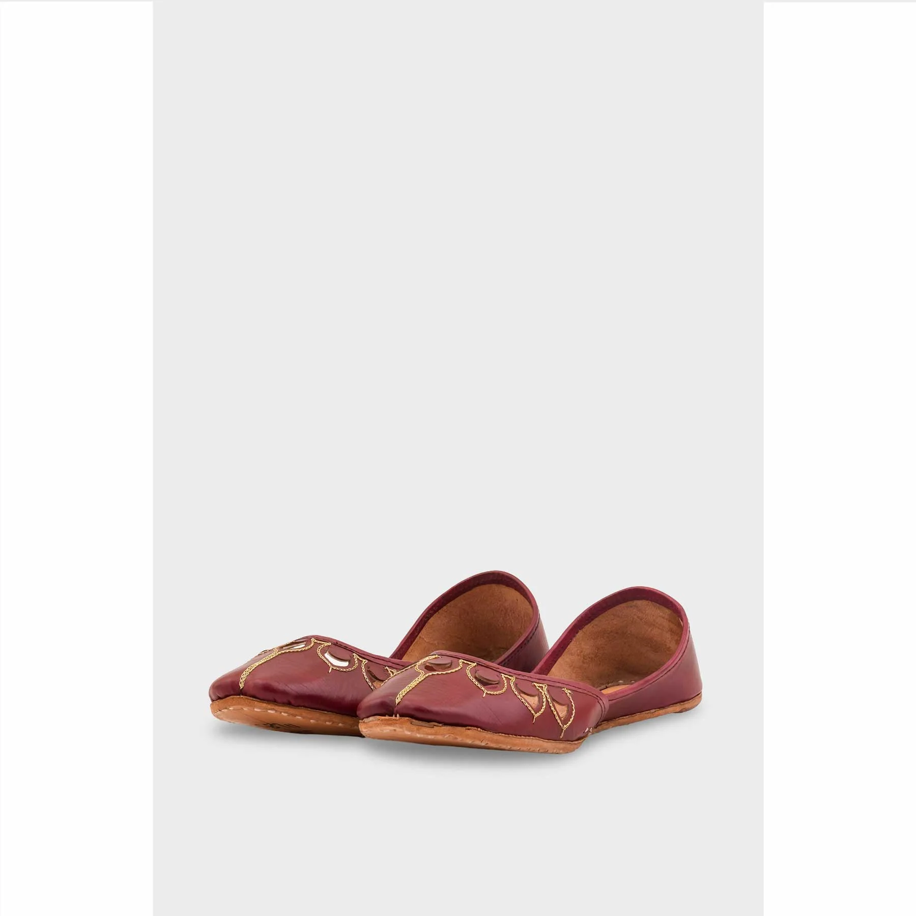 Maroon Leather Khussa For Women EC8711 - Image 3