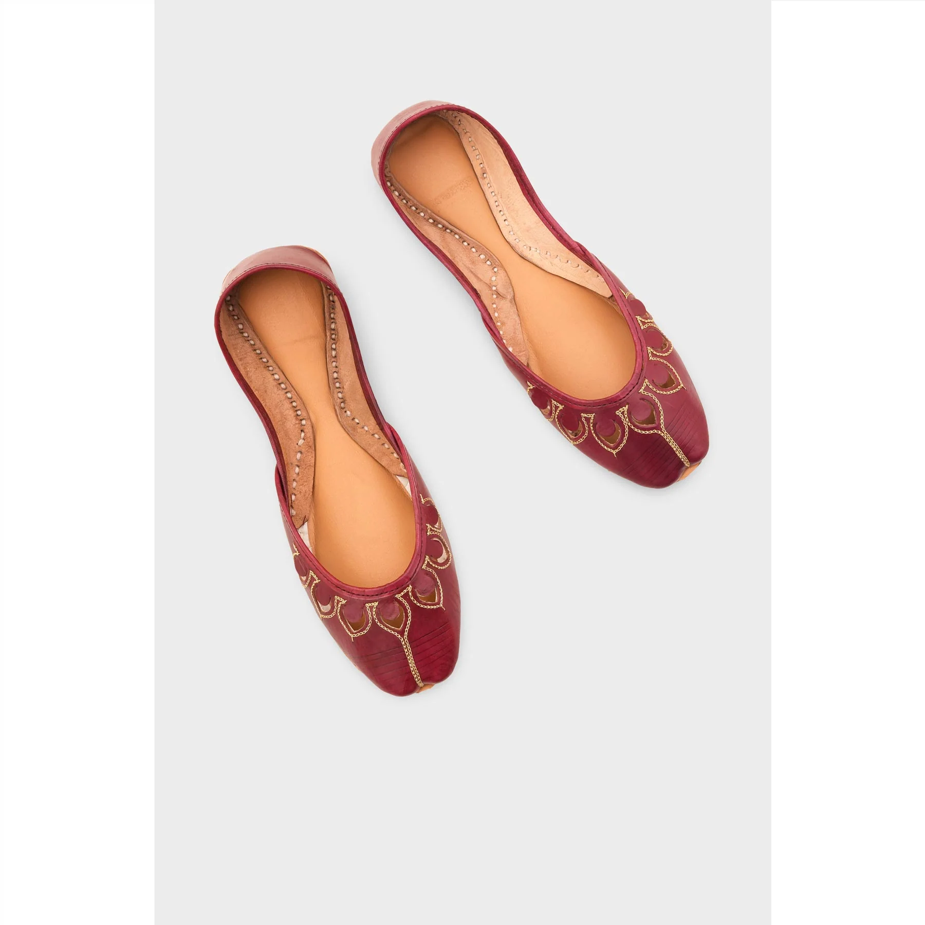 Maroon Leather Khussa For Women EC8711 - Image 5