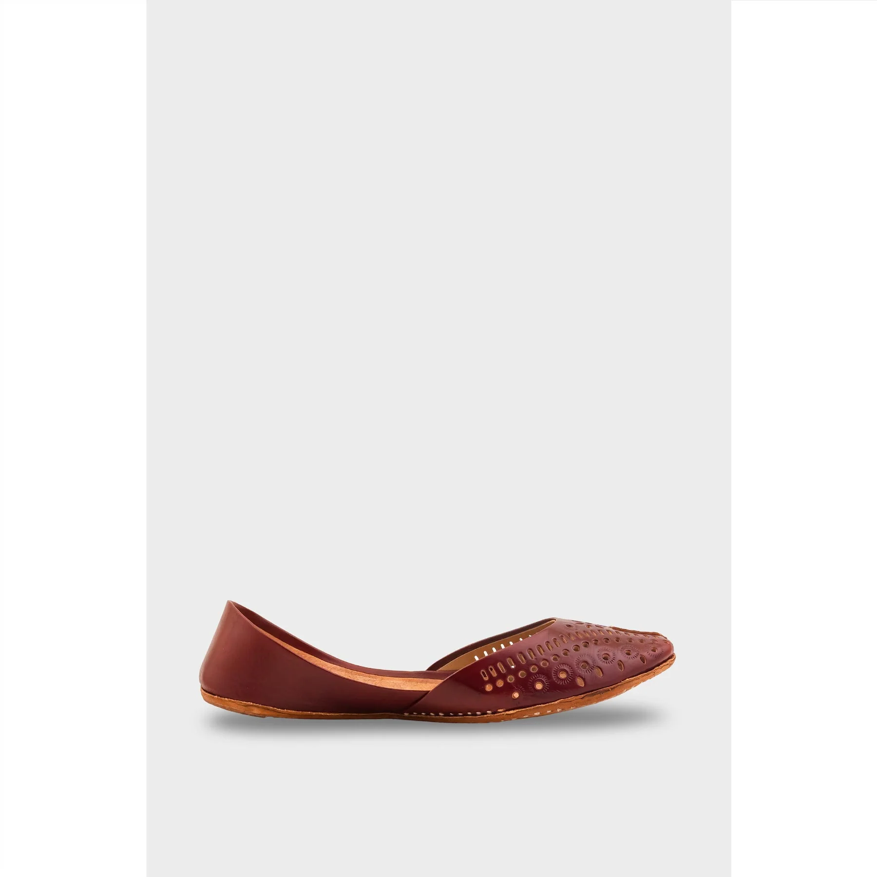 Maroon Leather Khussa For Women EC8713 - Image 2