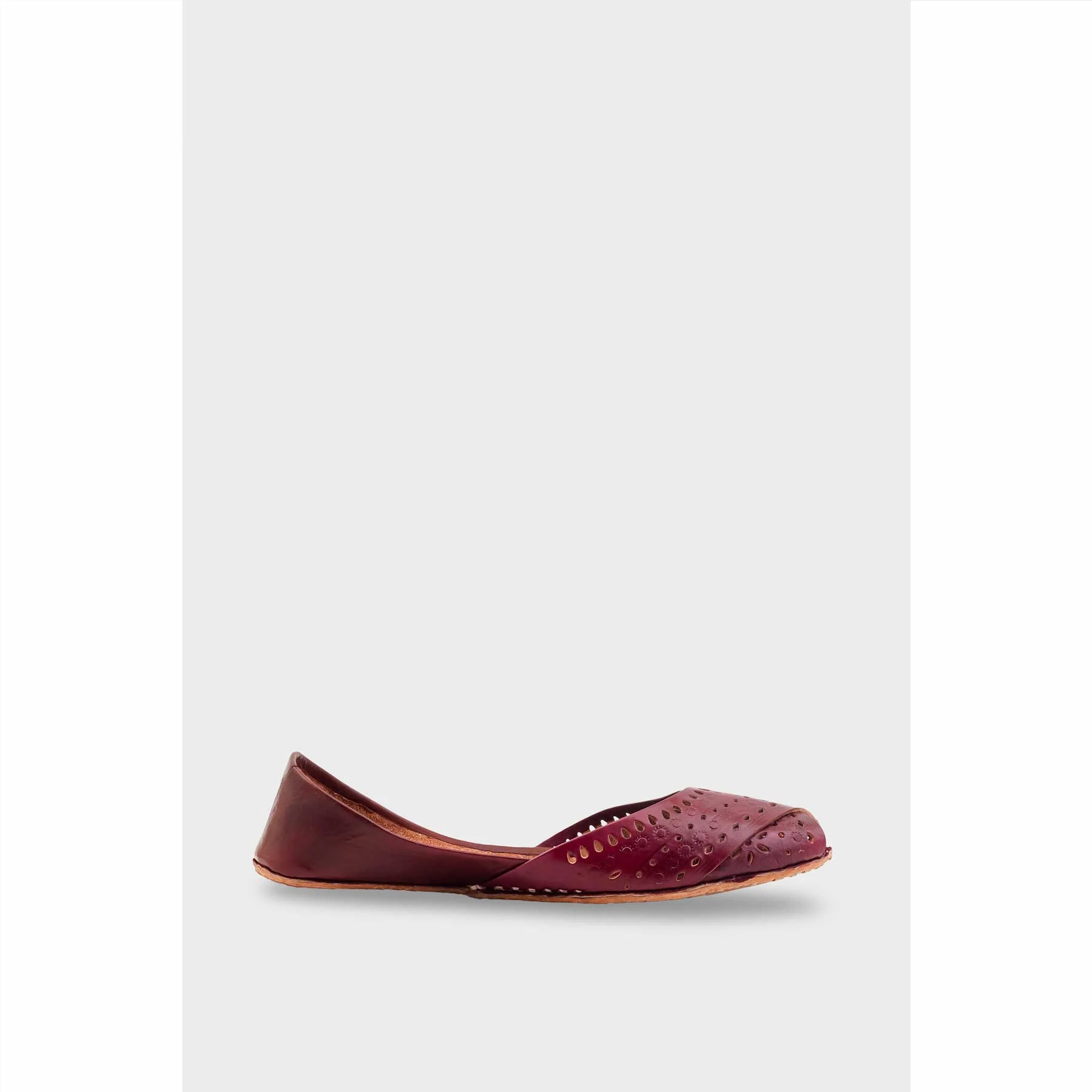 Maroon Leather Khussa For Women EC8714 - Image 2