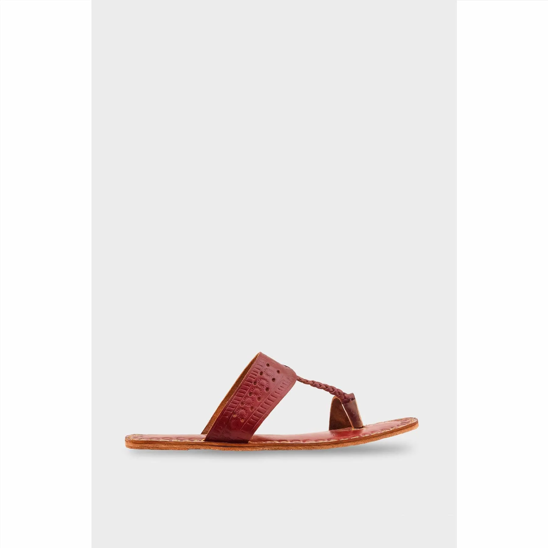 Maroon Leather Kolapori For Women EC0262 - Image 2